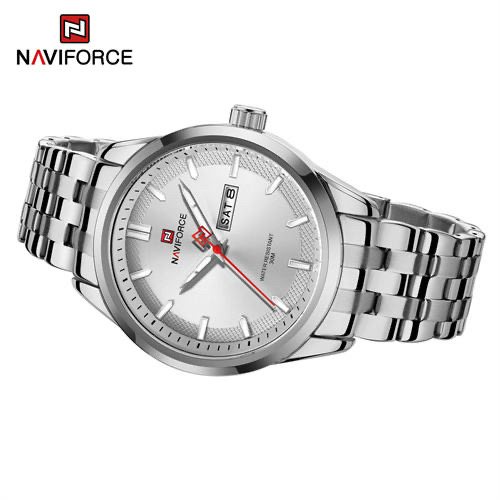 Naviforce 9203 Gents Chain Watch - White Dial- Silver Bezel- Silver Chain- TF Code NF605CM_img_5