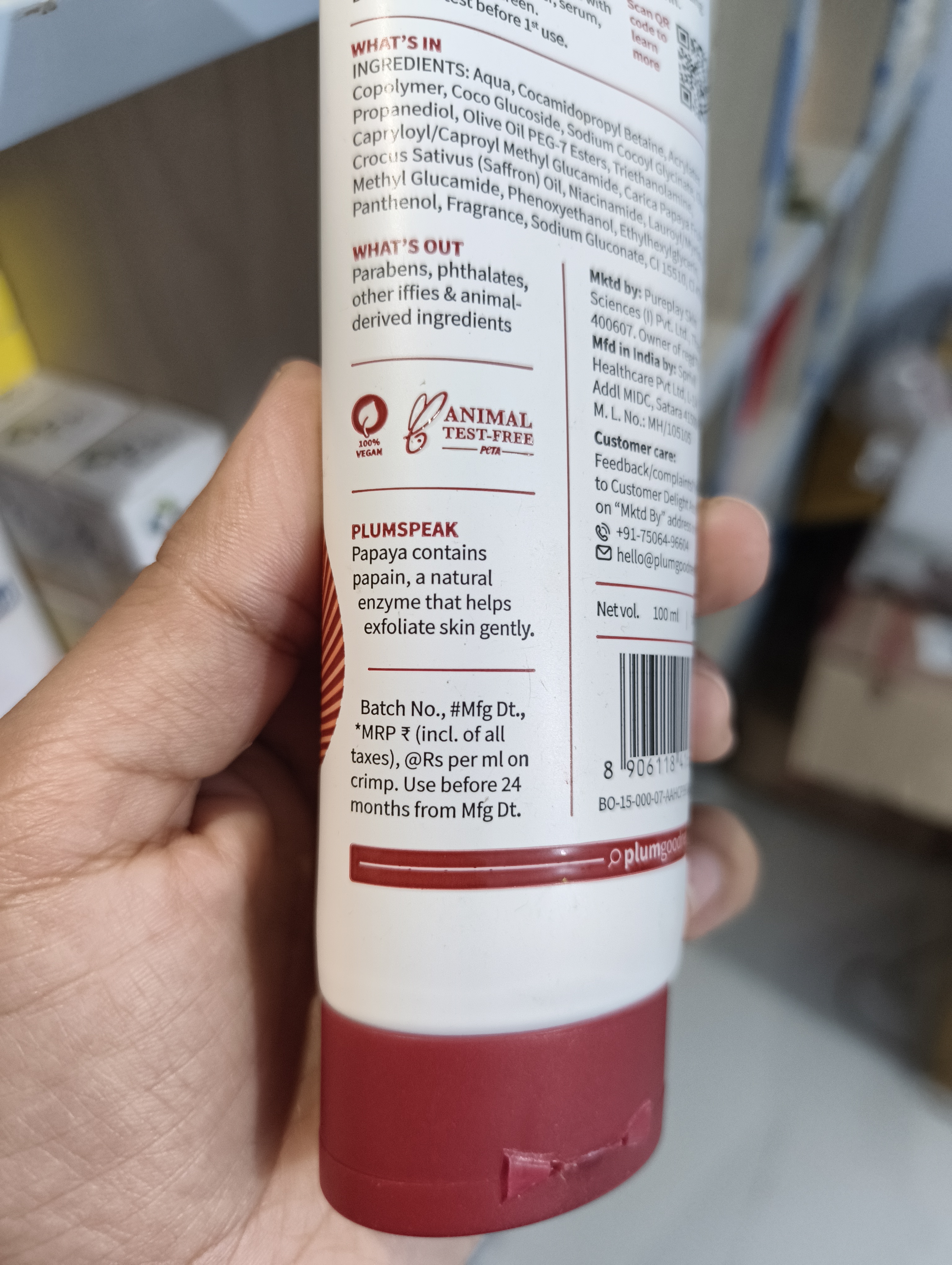 Plum — Saffron & Papaya Glow Bright Face Wash (100 ml)_img_2