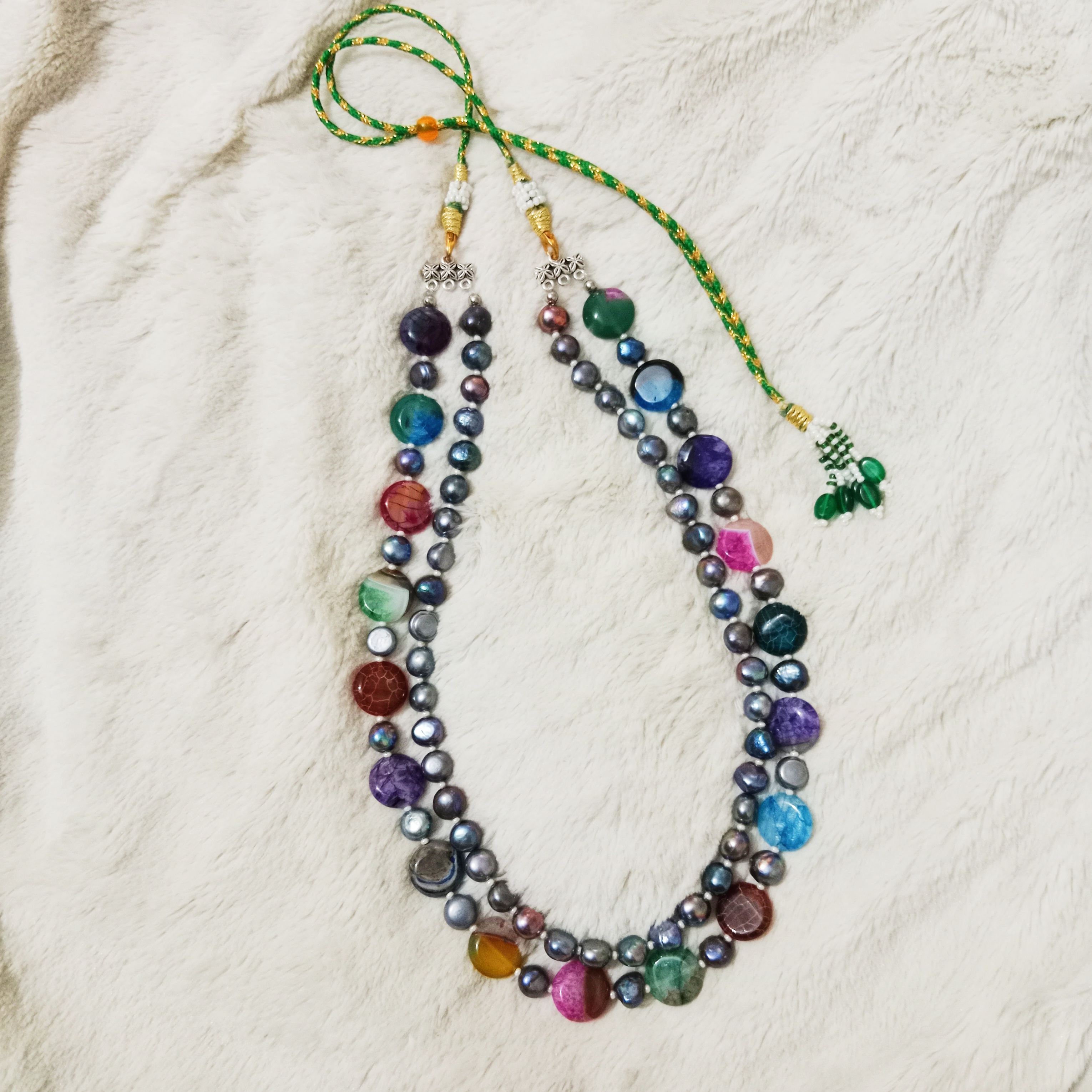 Pearl 2 Layer Necklace with Coin stone_img_0