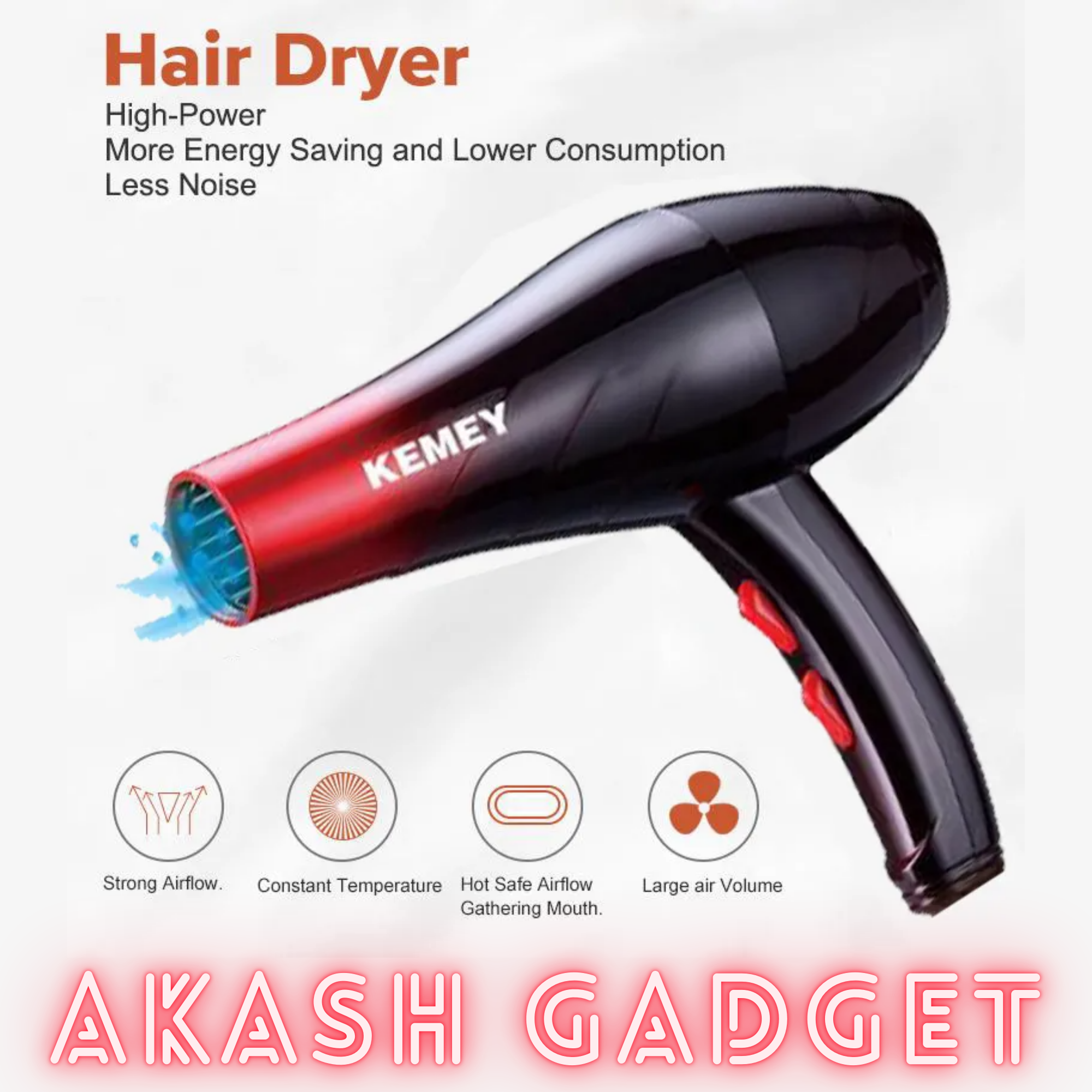 Kemey KM-3322 Professional 2 in 1 Hair Dryer | 3000W Powerful Motor_img_6