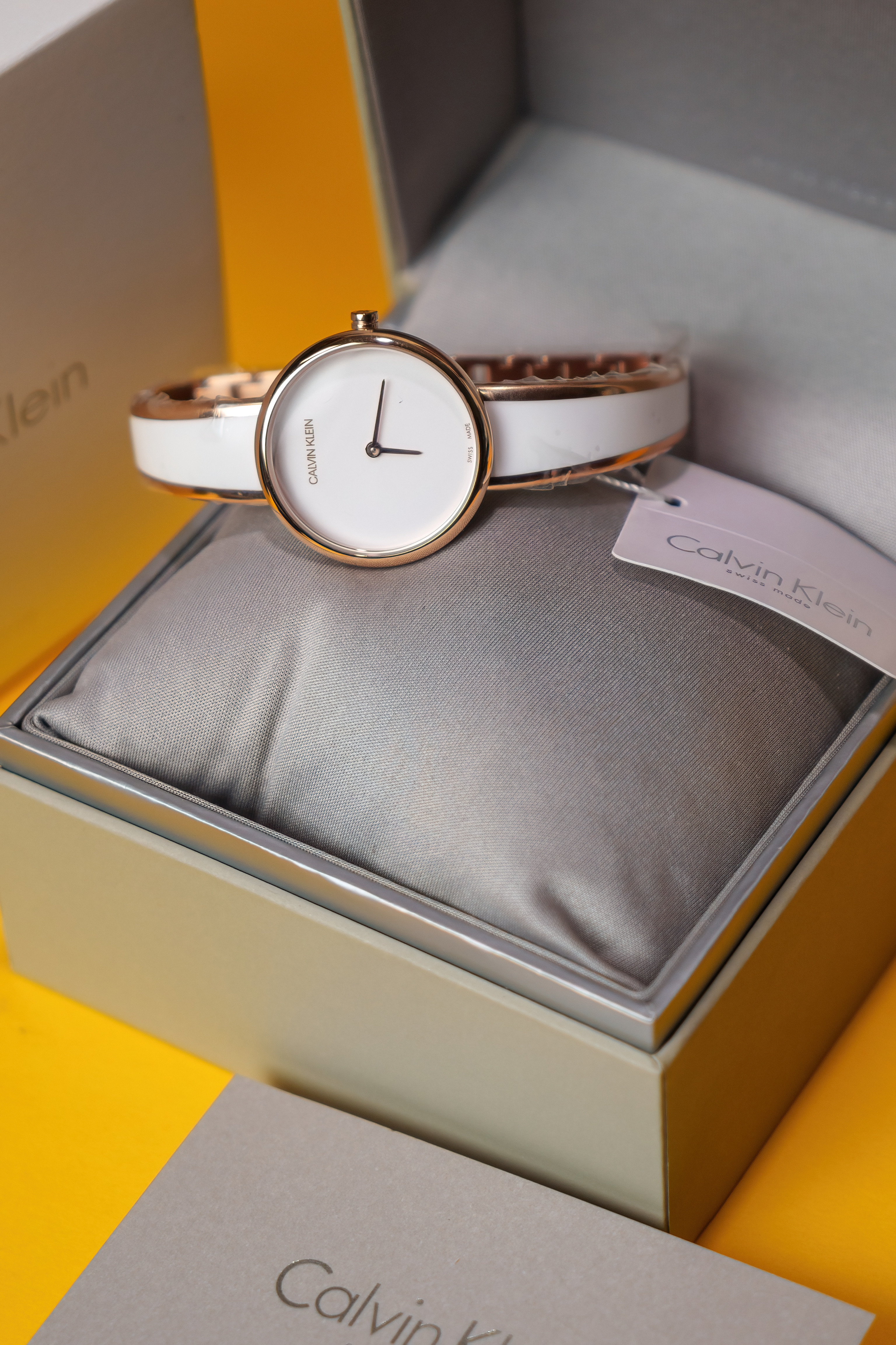 Calvin Klein Seduce K4E2N616 Women’s Watch – Rose Gold & White Resin Bracelet