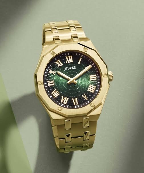GUESS Asset GW0575G2 Men’s 42.5 mm Gold-Tone Watch – Green Sunburst Dial_img_1