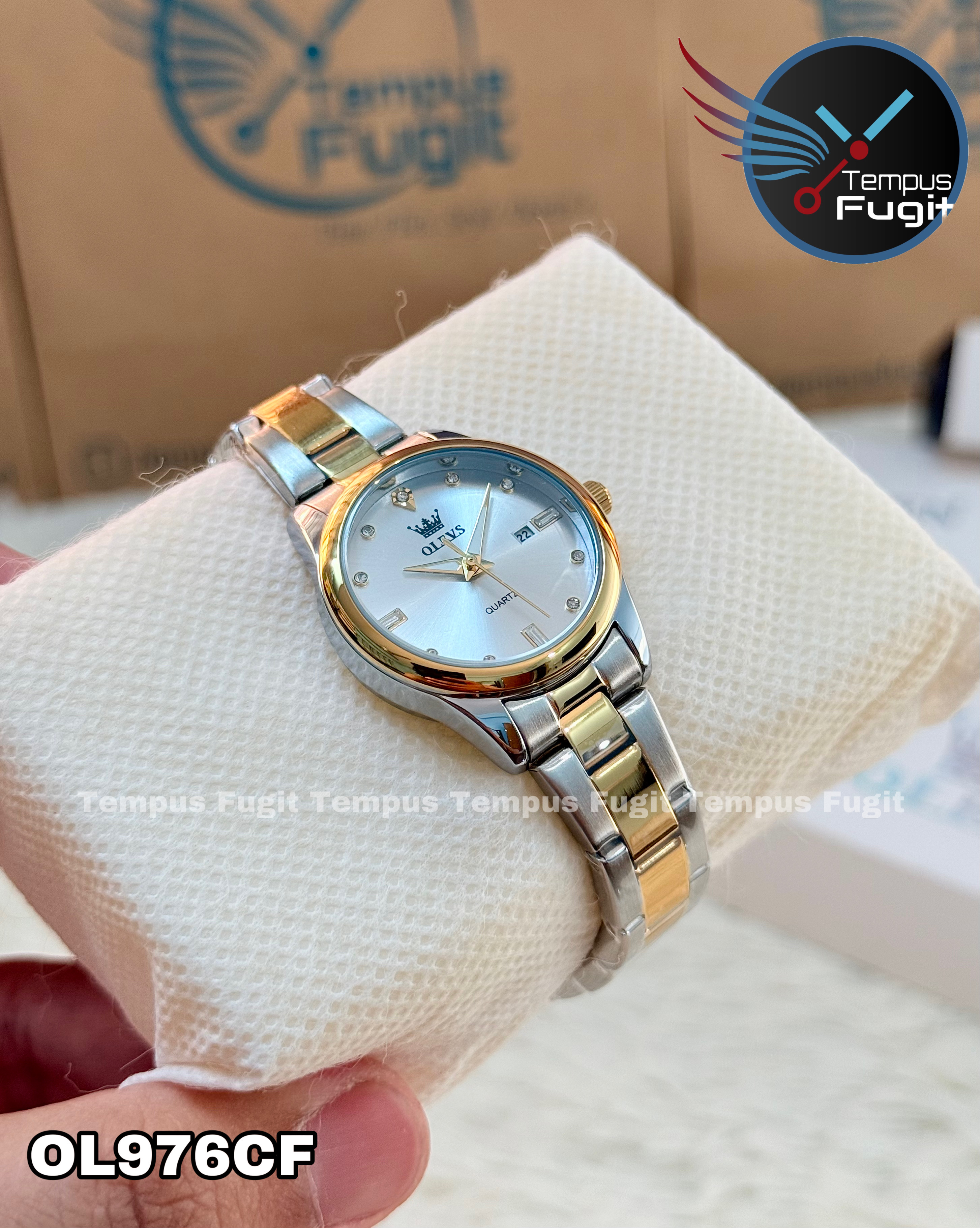 OLEVS 3621 Ladies Chain Watch- Silver Dial- Golden Bezel- Silver+Golden Bezel- TF Code OL976CF_img_7