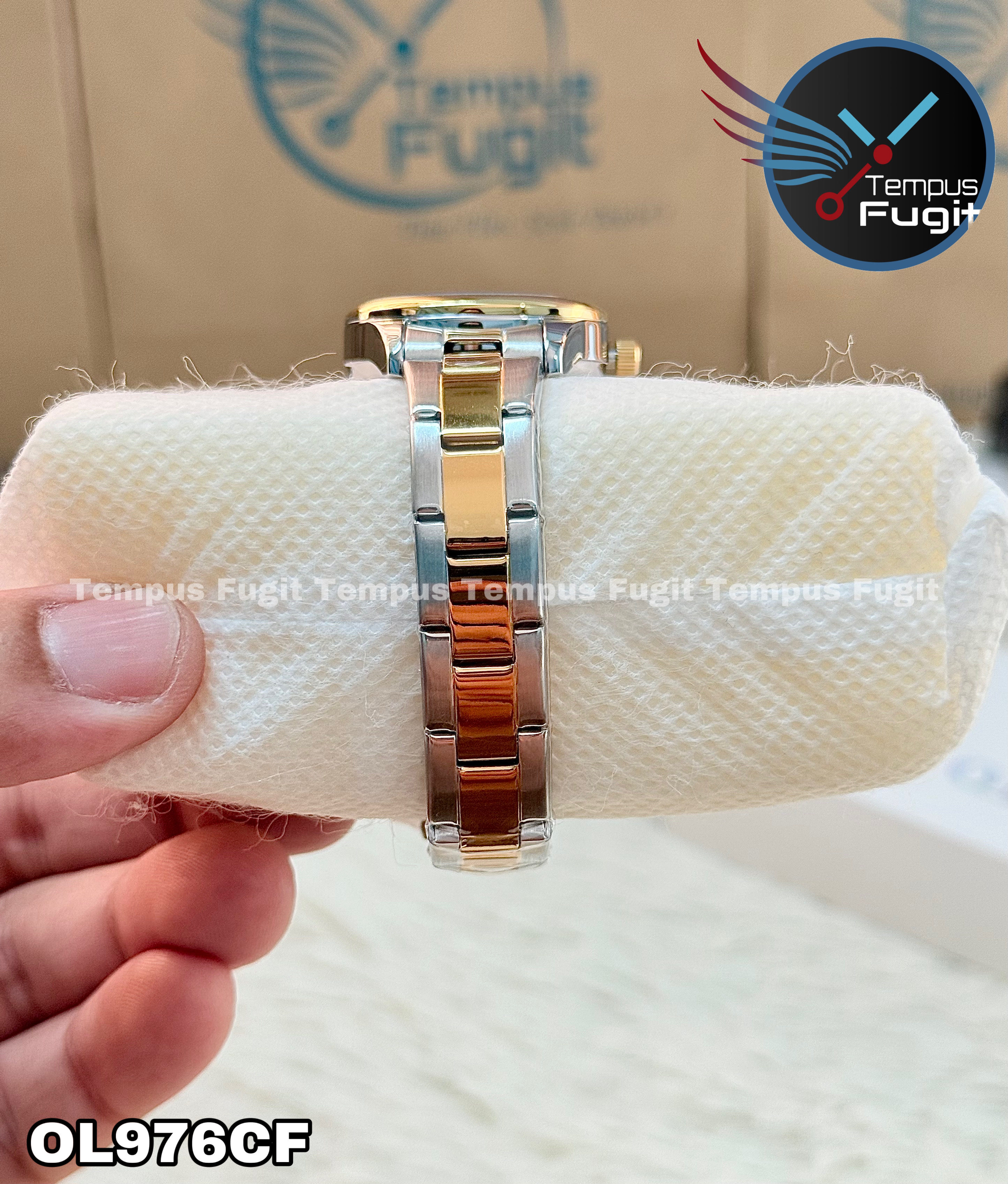 OLEVS 3621 Ladies Chain Watch- Silver Dial- Golden Bezel- Silver+Golden Bezel- TF Code OL976CF_img_9