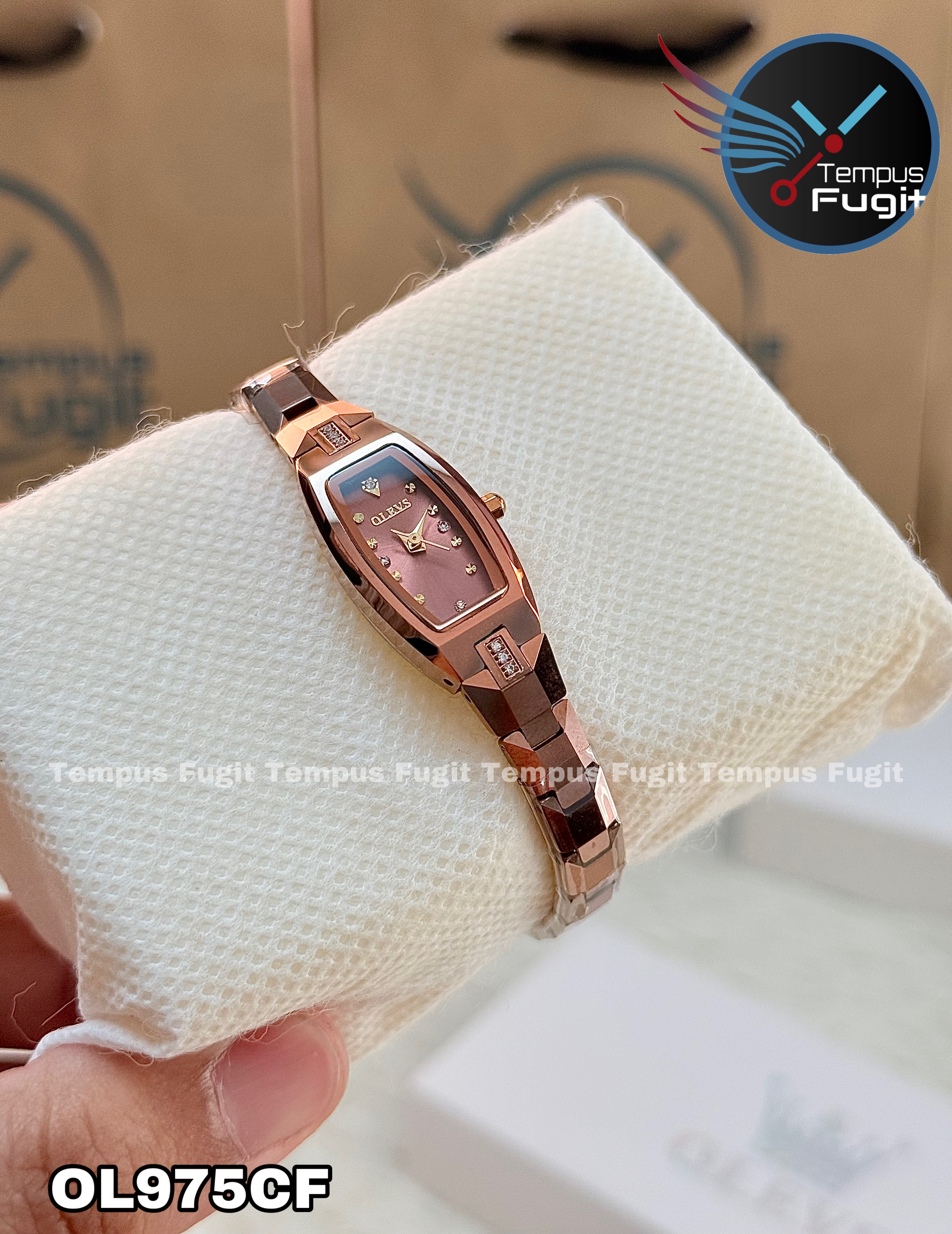 OLEVS 5501 Ladies Chain Watch-Coffee Dial- Coffee Bezel- Coffee Chain- TF Code OL975CF_img_14