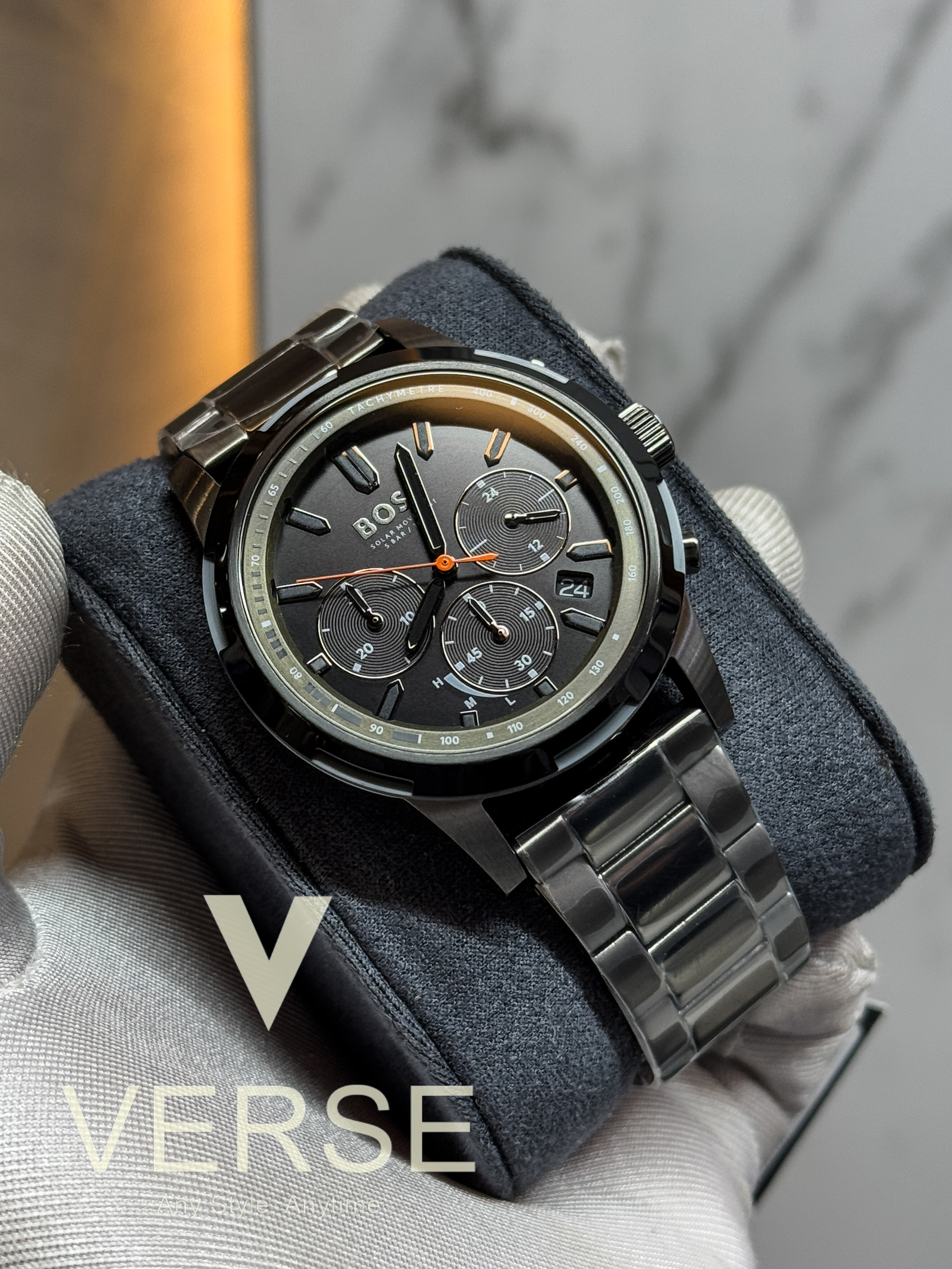 Hugo Boss Solgrade 1514034 Men’s 44 mm Quartz Chronograph – Grey & Olive Green Dial