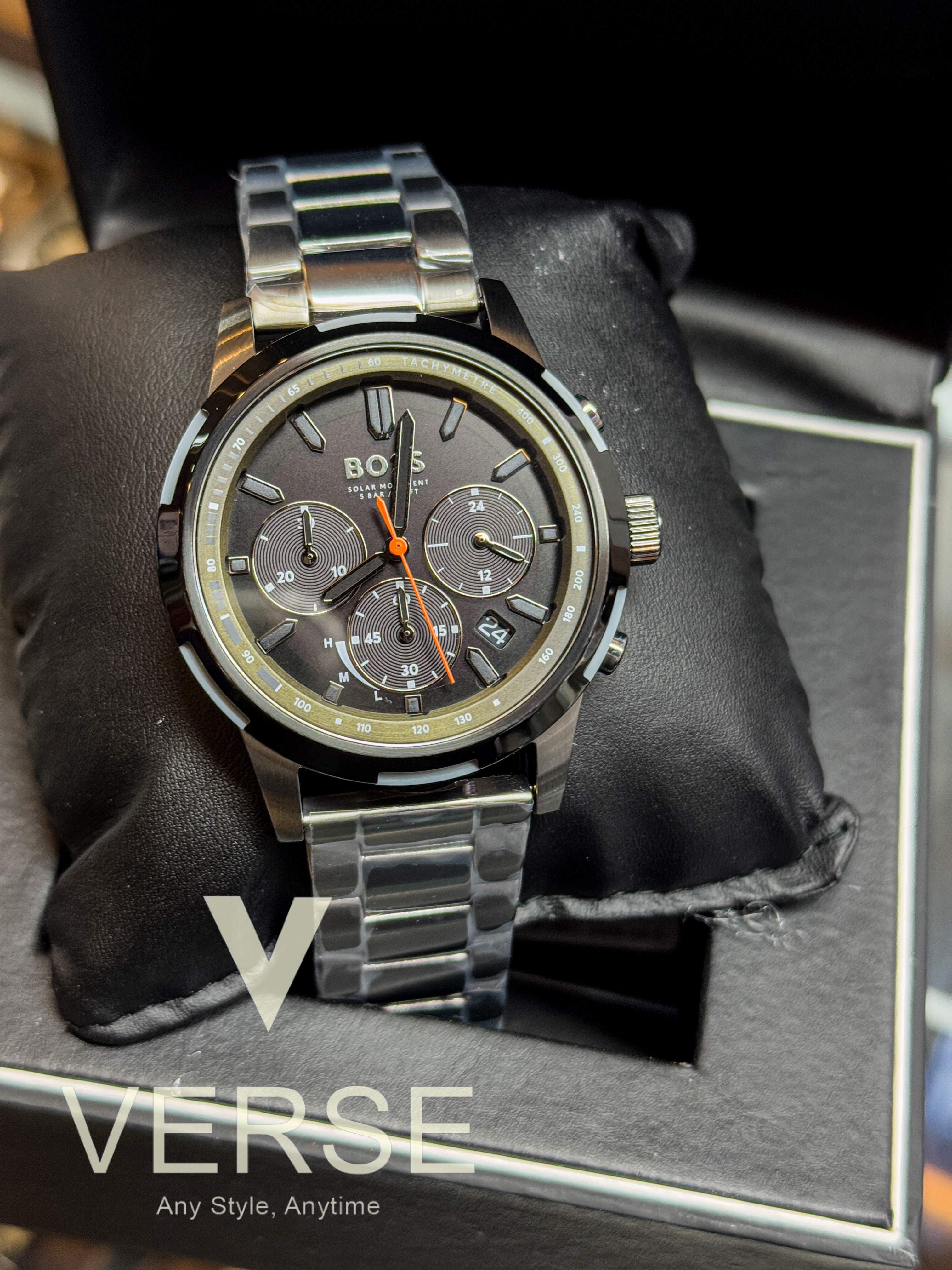 Hugo Boss Solgrade 1514034 Men’s 44 mm Quartz Chronograph – Grey & Olive Green Dial_img_1