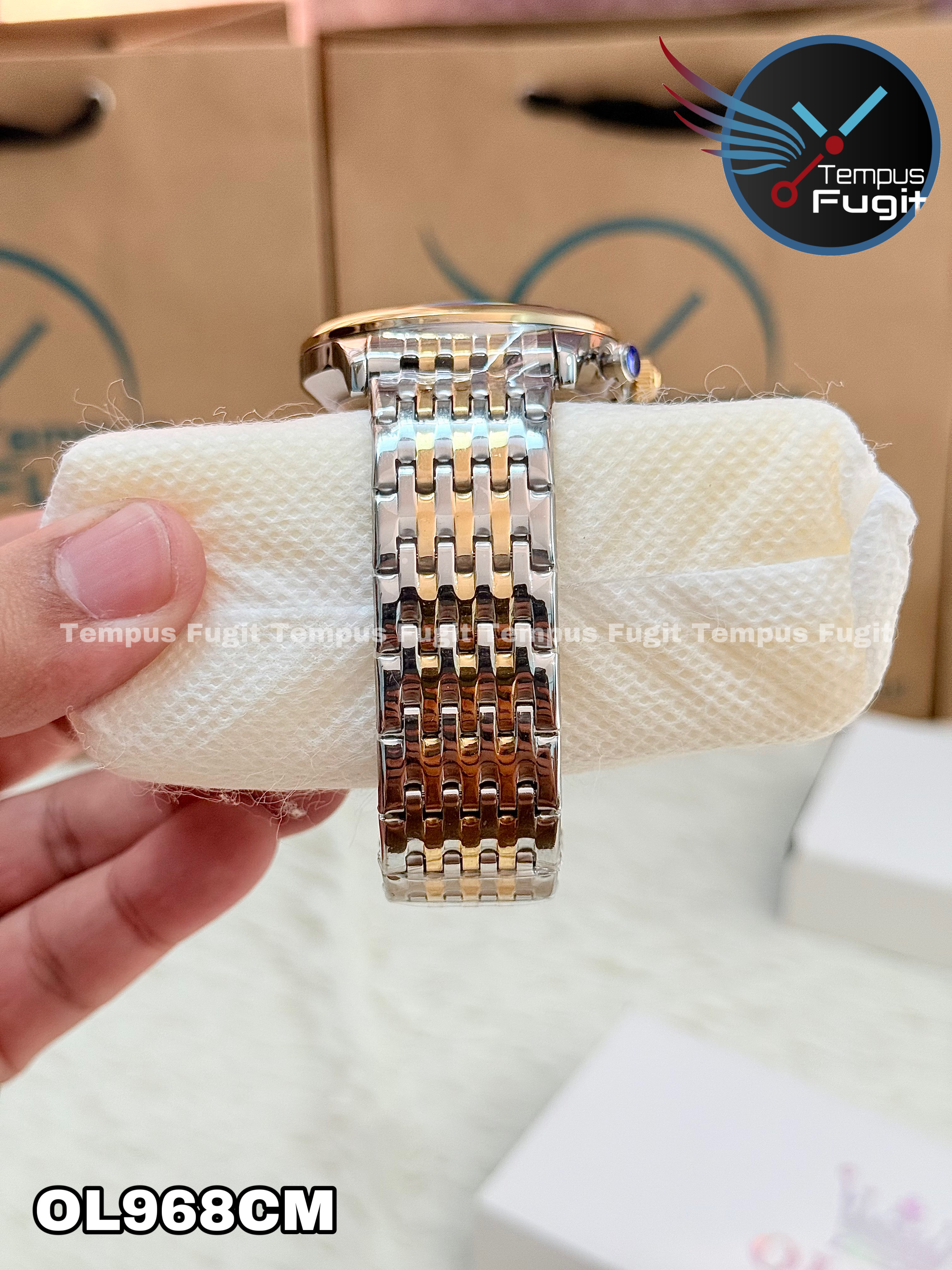 OLEVS 2867 Gents Chain Watch- Black Dial- Golden Bezel- Silver+Golden Chain- TF Code_img_11