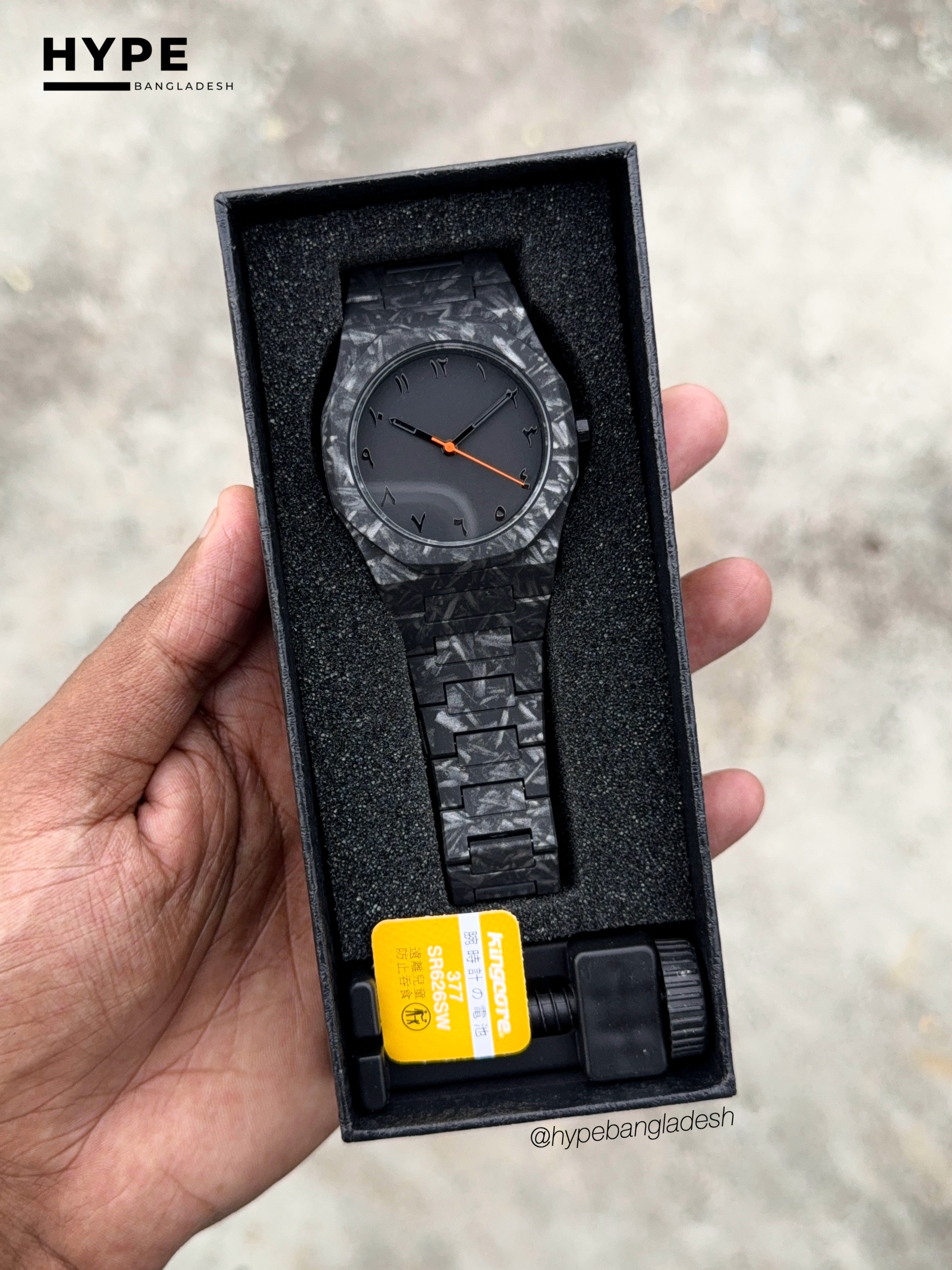 Frosted Chain Black Polycarbon Plastic Lightweight Watch_img_2