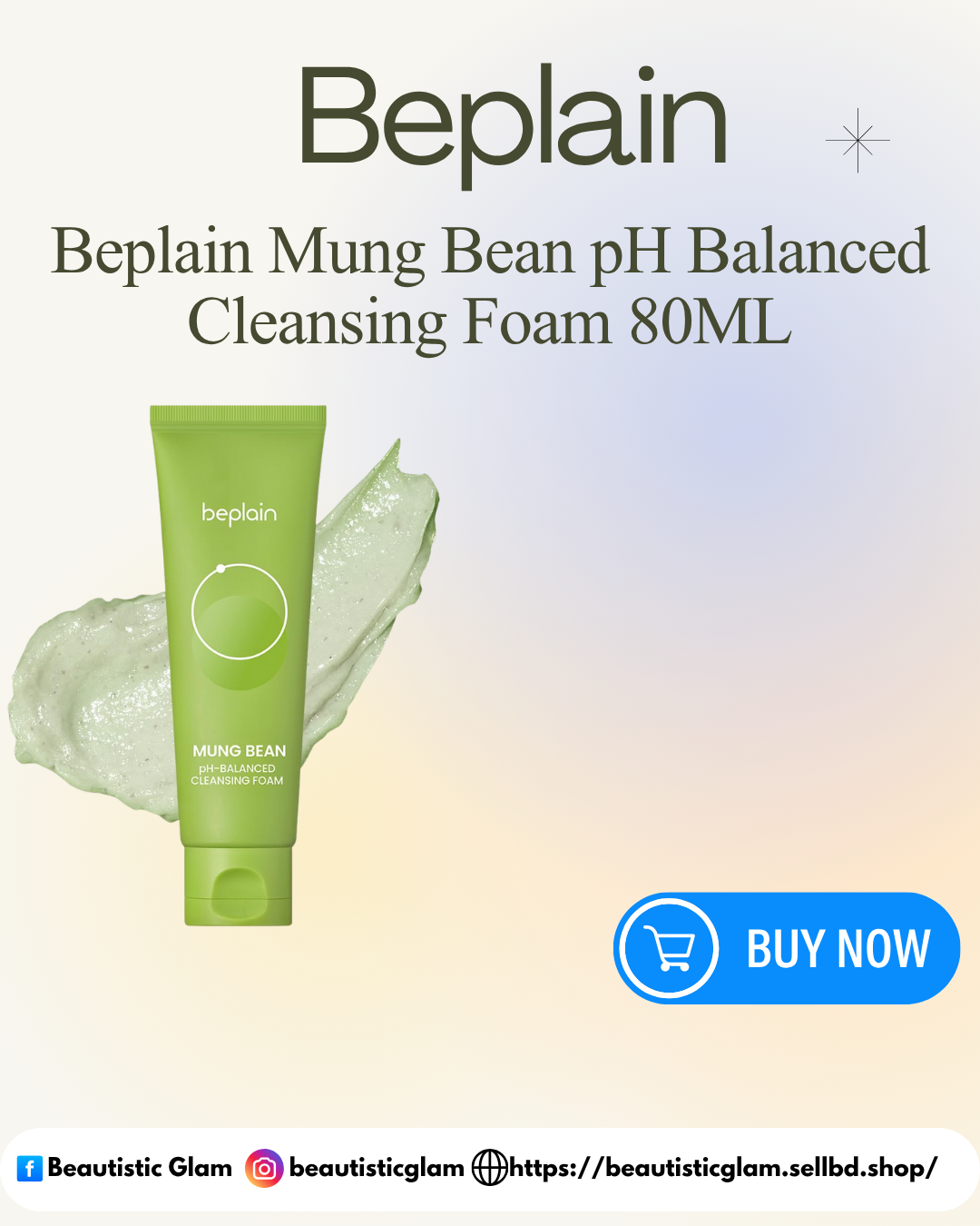 Beplain Mung Bean pH Balanced Cleansing Foam 80ML