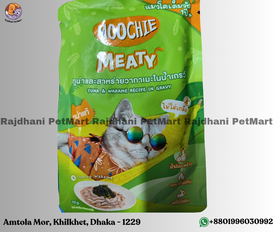 Moochie Pouch Meaty Tuna & Wakame Recipe In Gravy For Adult Cats 70g