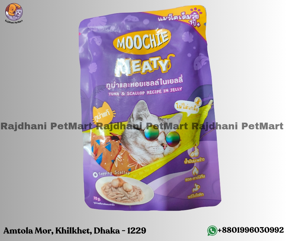 Moochie Pouch Meaty Tuna & Scallop In Jelly For Adult Cats 70g