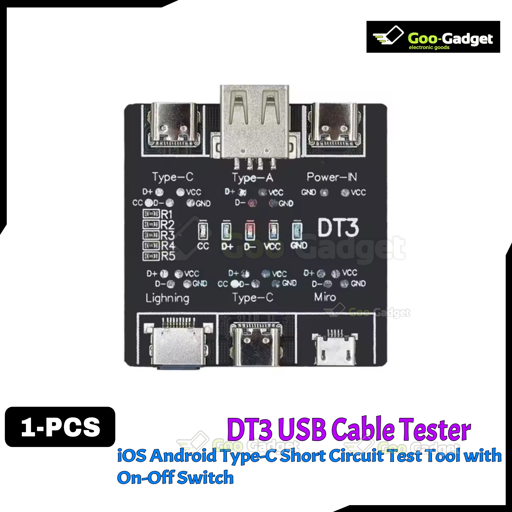 DT3 USB Cable Tester Detection Board for iOS, Android, Type-C – Short Circuit Test Tool with On-Off Switch_img_1