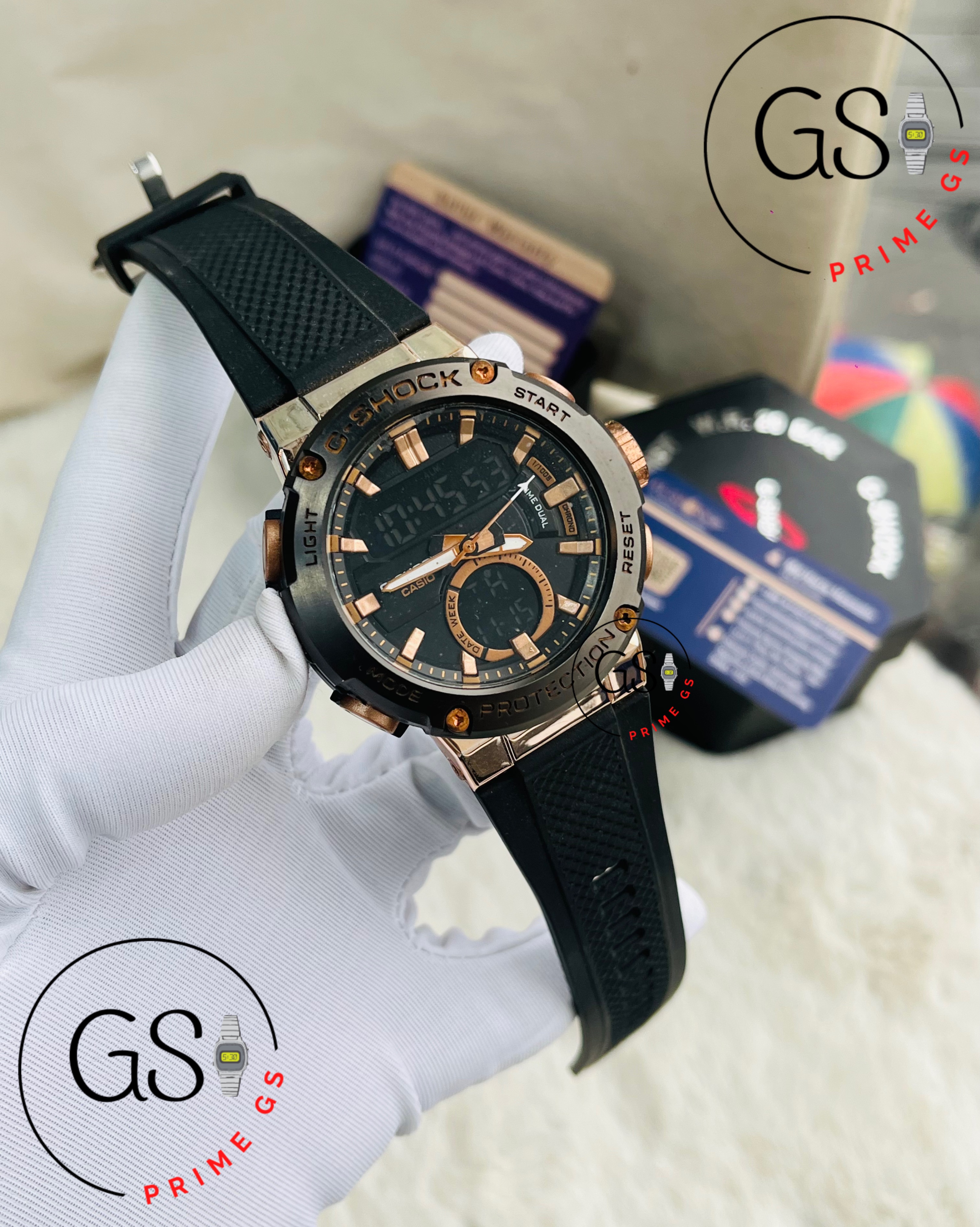 G-Shock Black Rose Gold Dual Timer 44 mm AA Grade GShock Watch