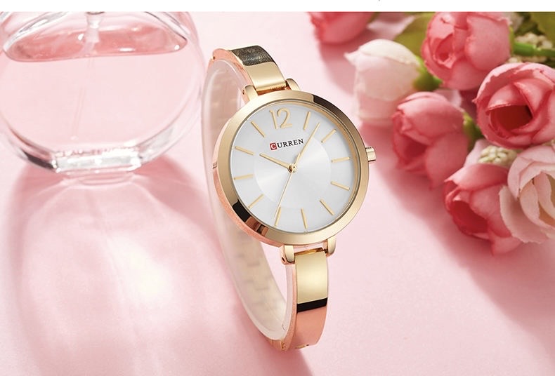 Curren 9012 Ladies Chain Watch- Goldenish Silver Dial- Golden Bezel- Golden Bracelet+Chain- TF Code CR627CF_img_1