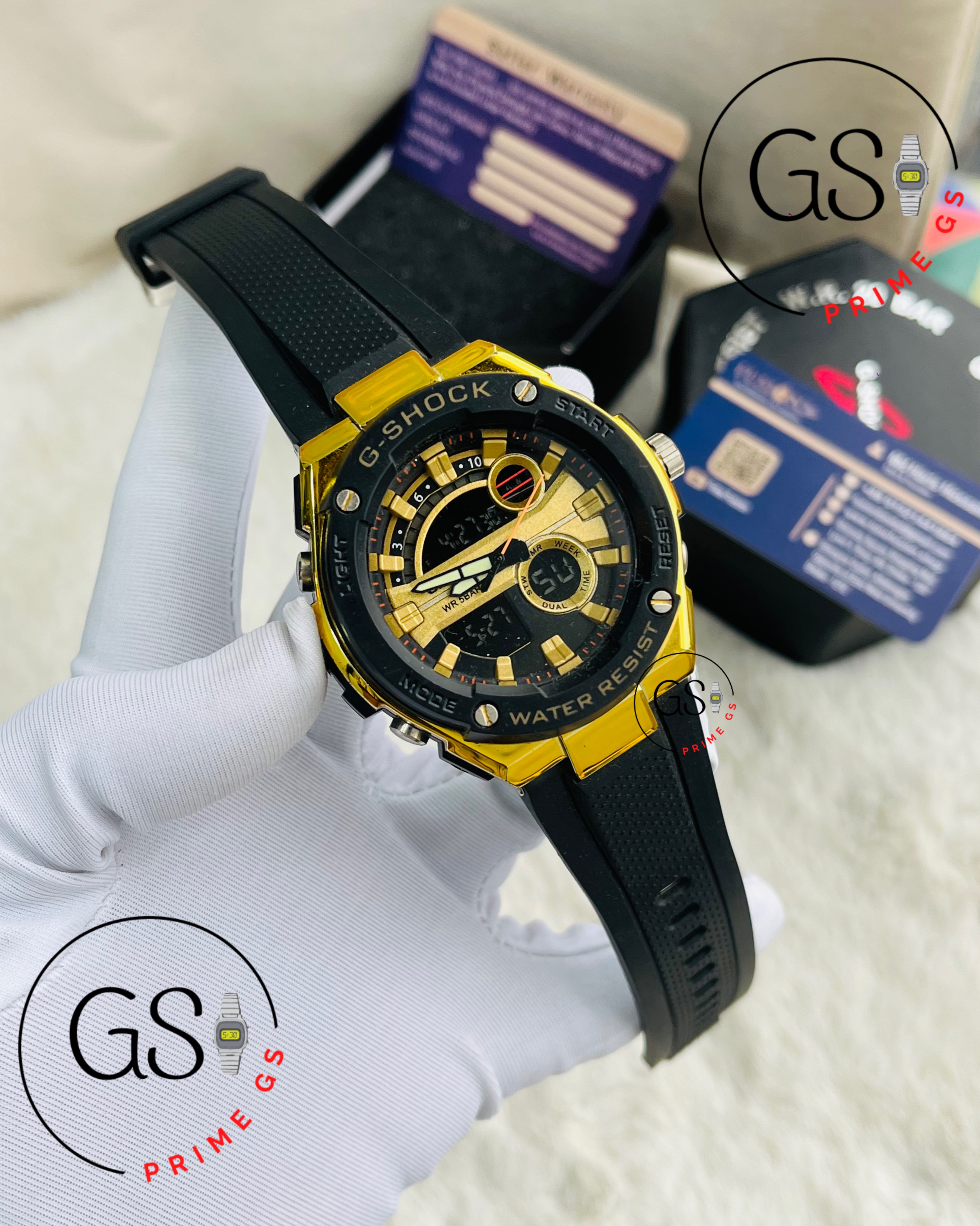 G-Shock Golden Black Dual Timer 44 mm AA Grade GShock Watch_img_0