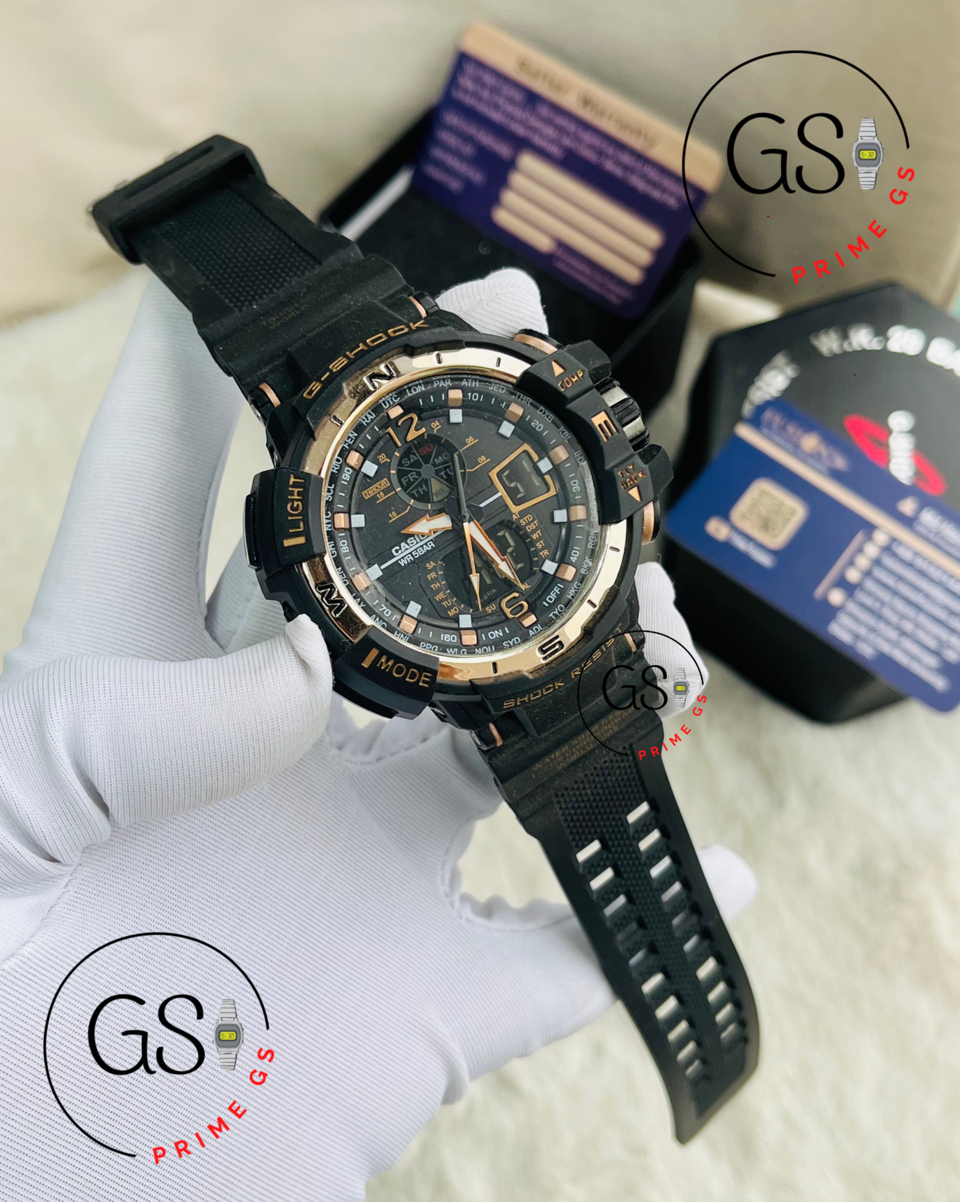 G-Shock Black Rose Gold Dual Timer 44 mm AA Grade GShock Watch_img_0