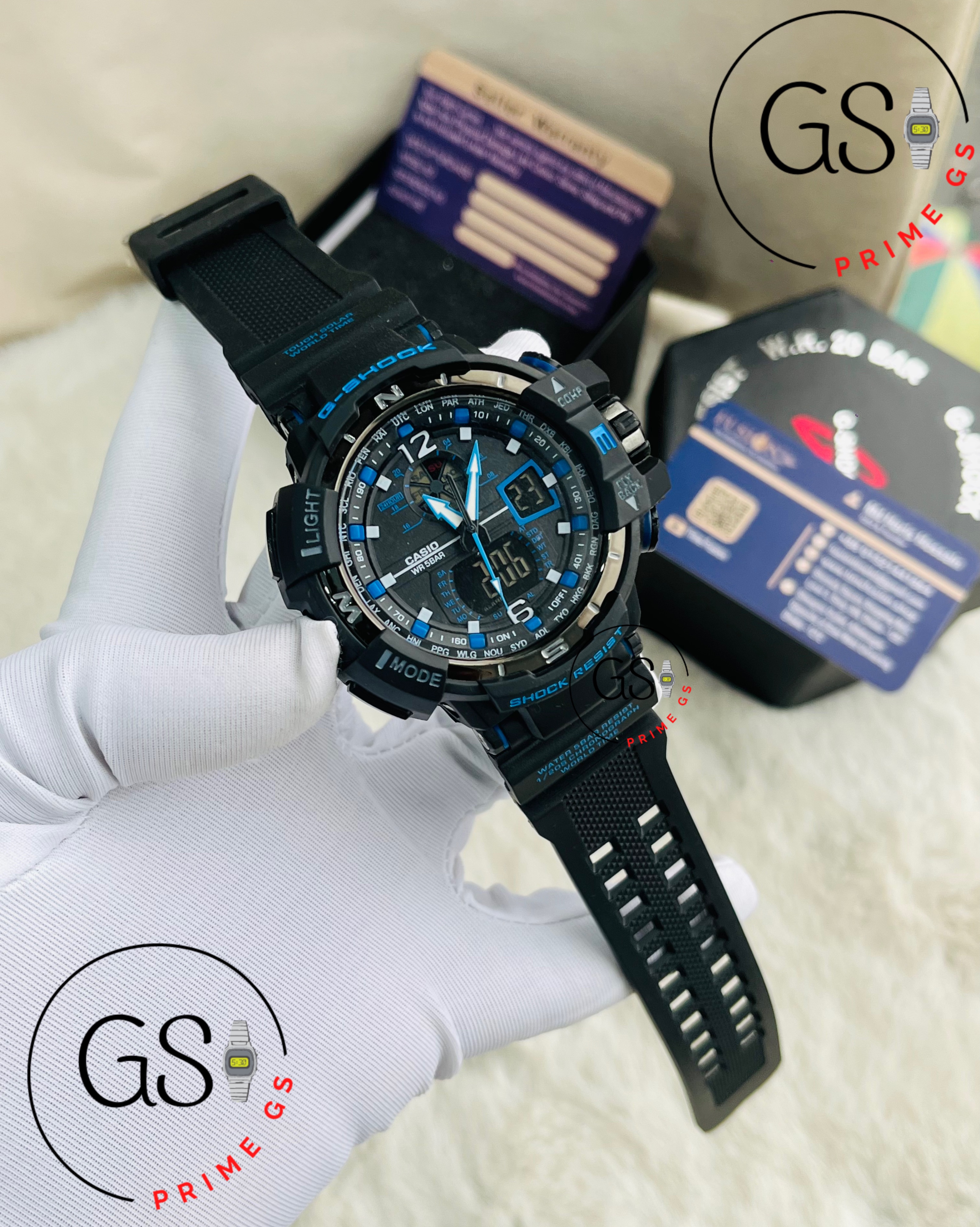 G-Shock Black Blue Dual Timer 44 mm AA Grade GShock Watch