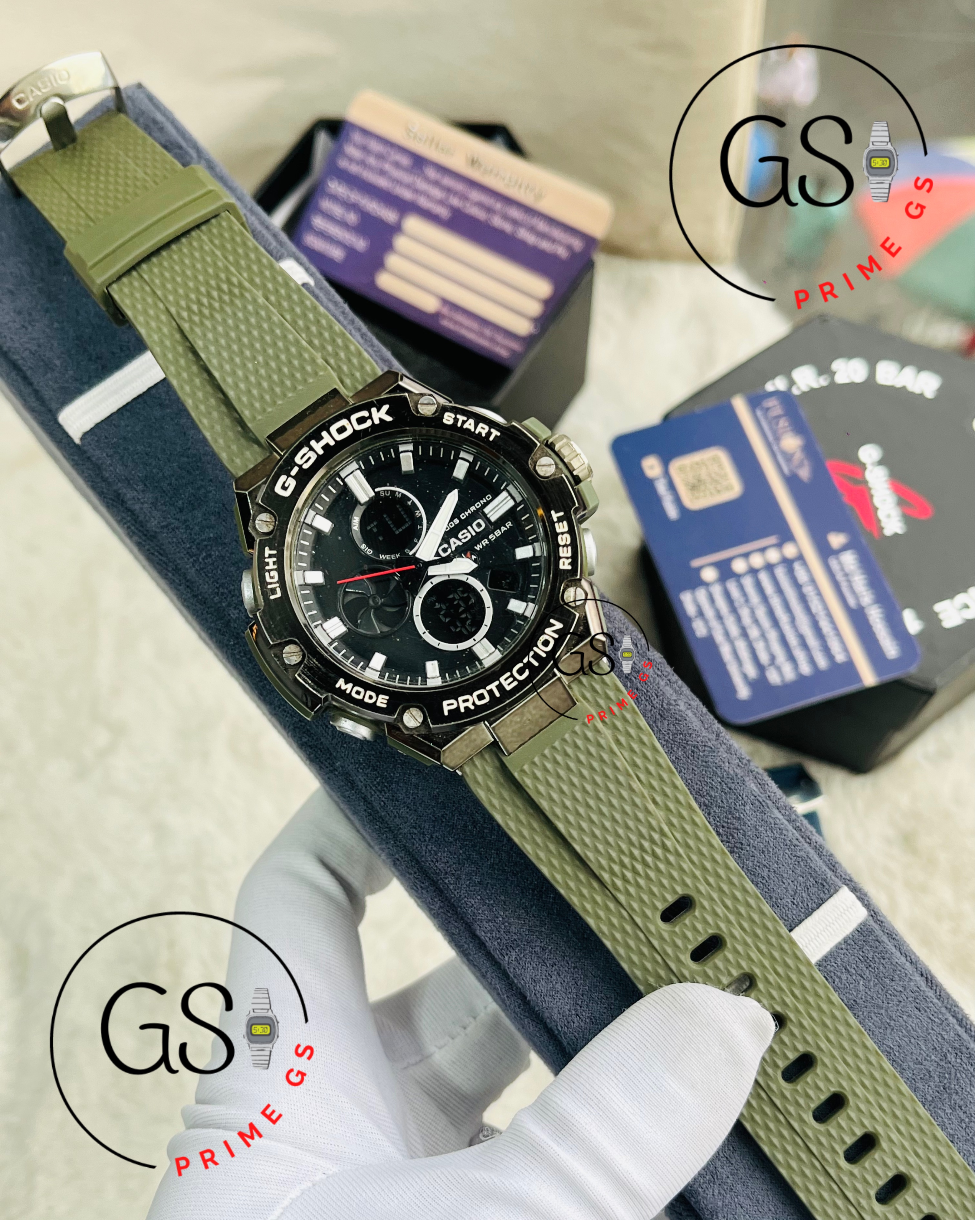 G-Shock Black Green Dual Timer 44 mm AA Grade GShock Watch