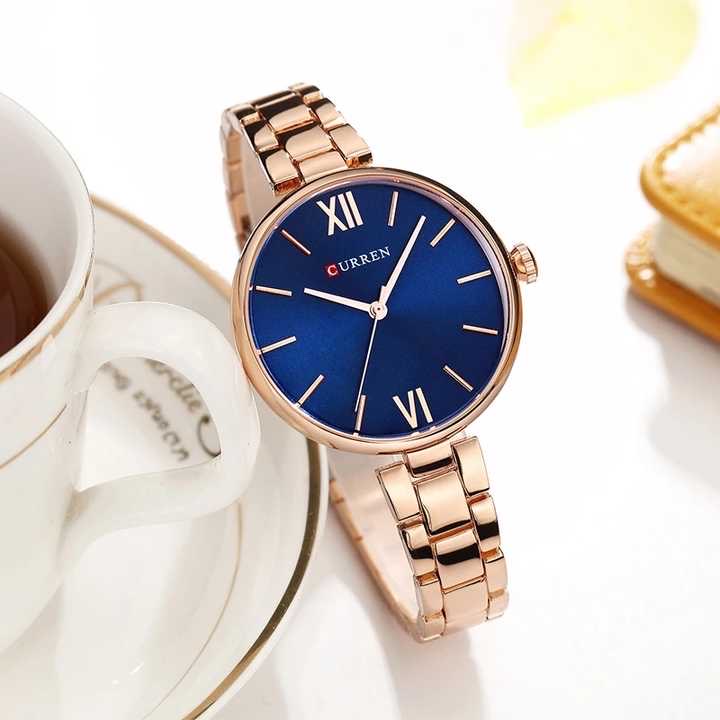 Curren 9017 Ladies Chain Watch- Blue Dial- Rose Golden Bezel- Rose Golden Chain- TF Code CR452CF_img_1
