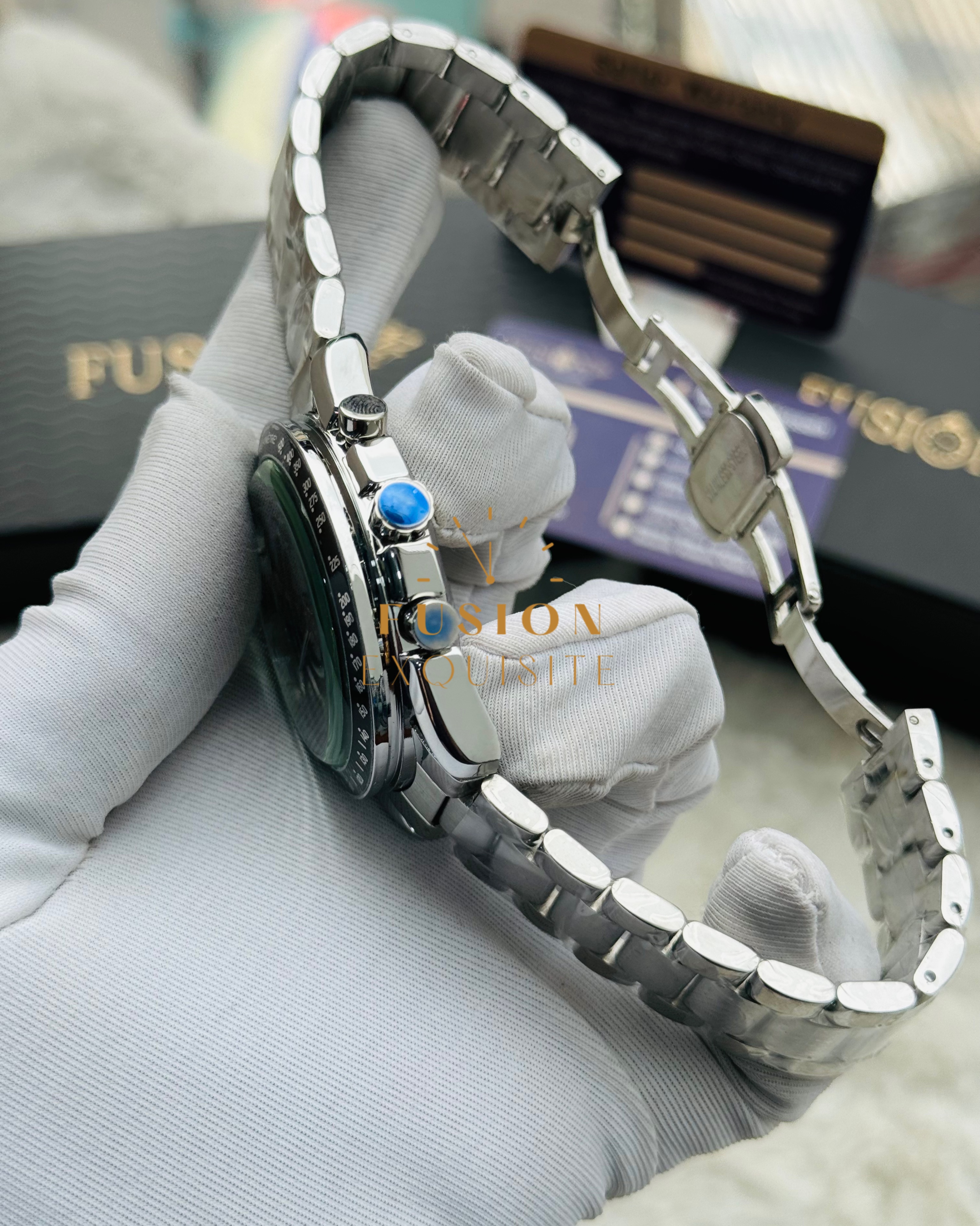 Omega Chronograph Silver White Black Dial Quartz Watch (AA Grade)_img_1