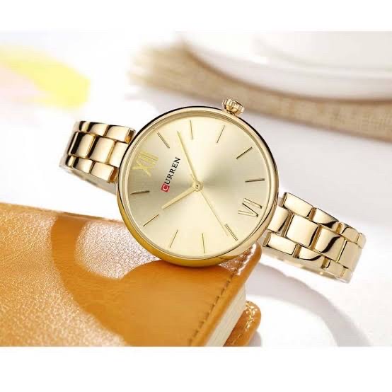 Curren 9017 Ladies Chain Watch- Golden Dial- Golden Bezel- Golden Chain- TF Code CR586CF_img_1