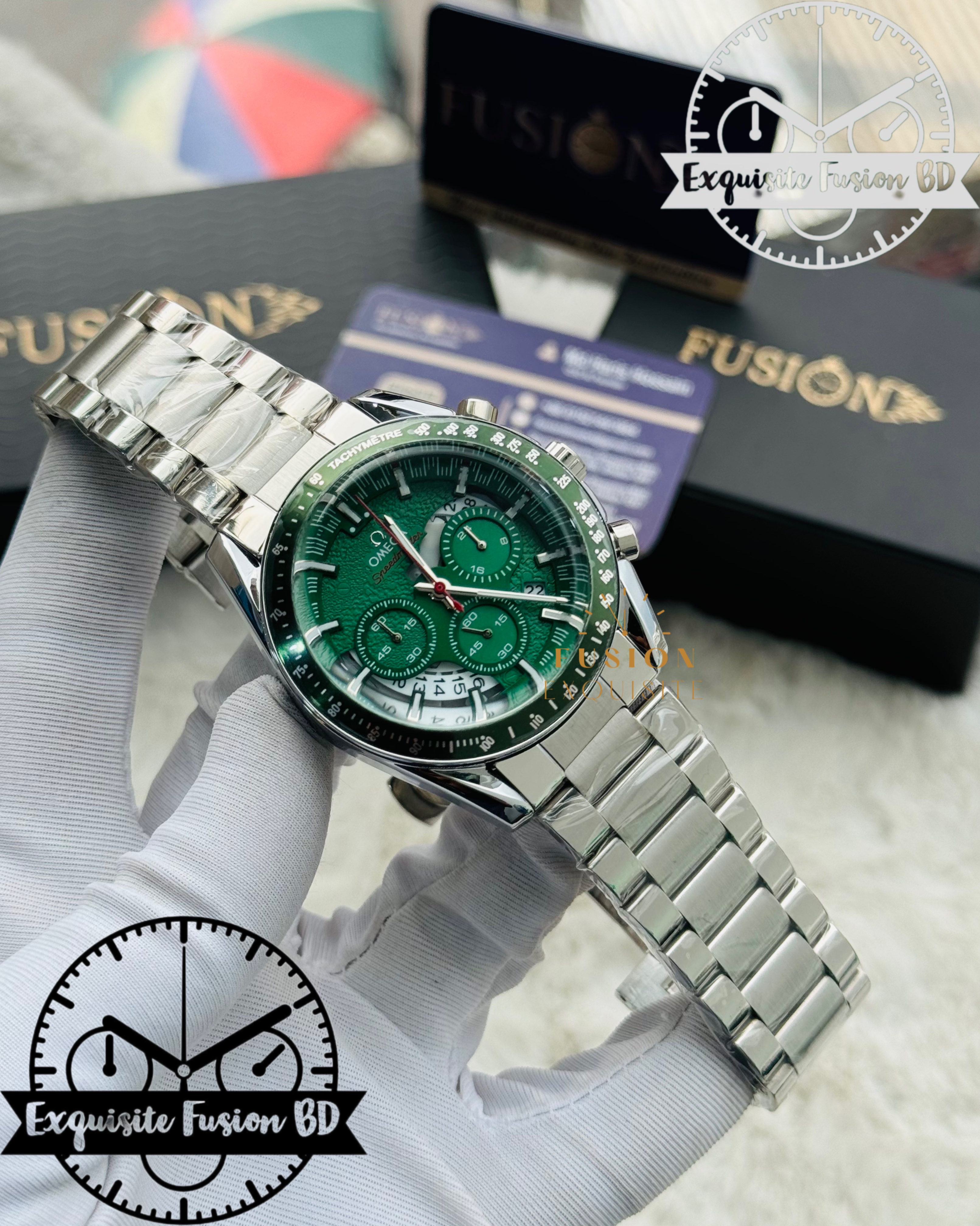 Omega Chronograph Silver White Black Dial Quartz Watch (AA Grade)_img_0