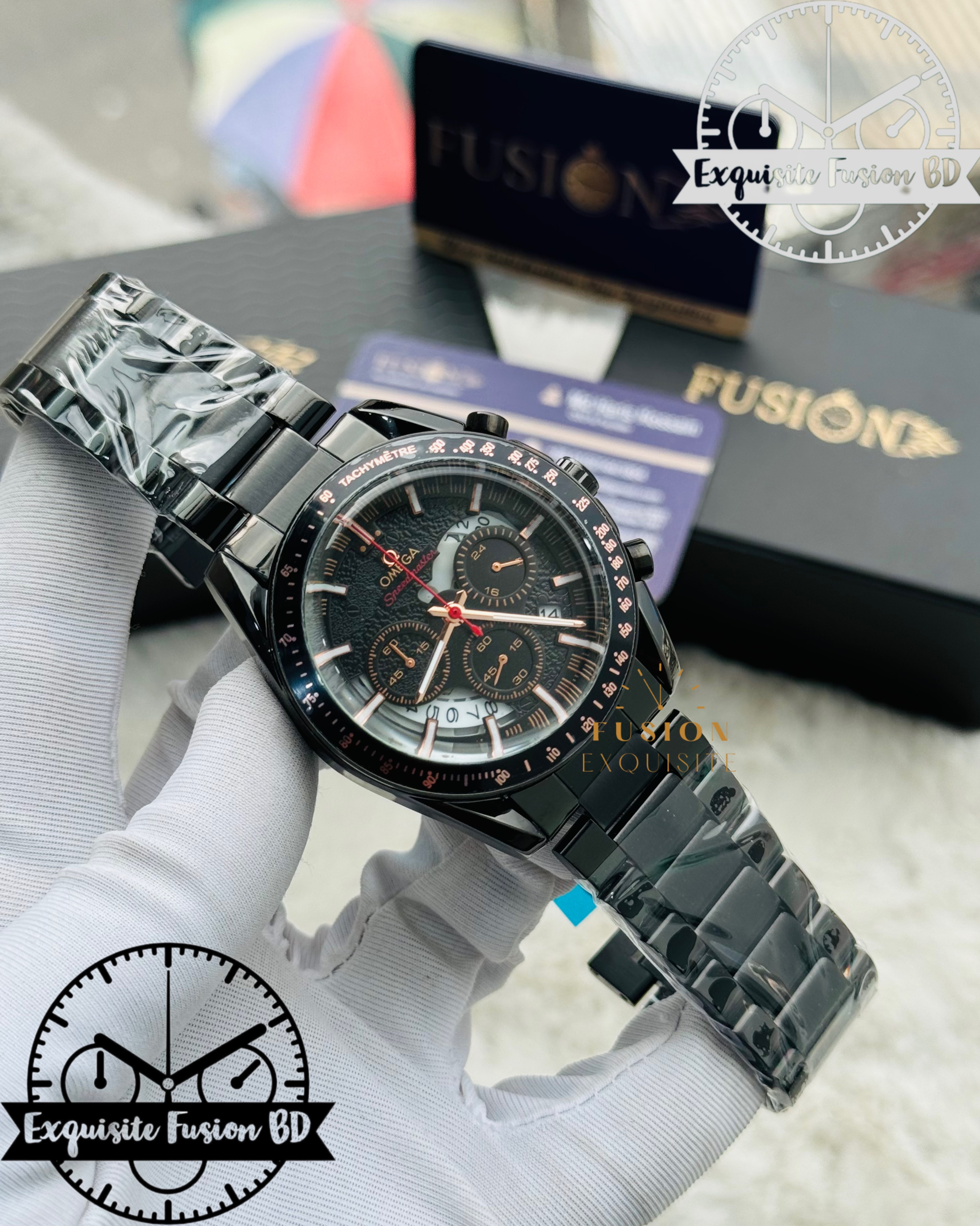 Omega Chronograph Black Dial Quartz Watch (AA Grade)_img_0