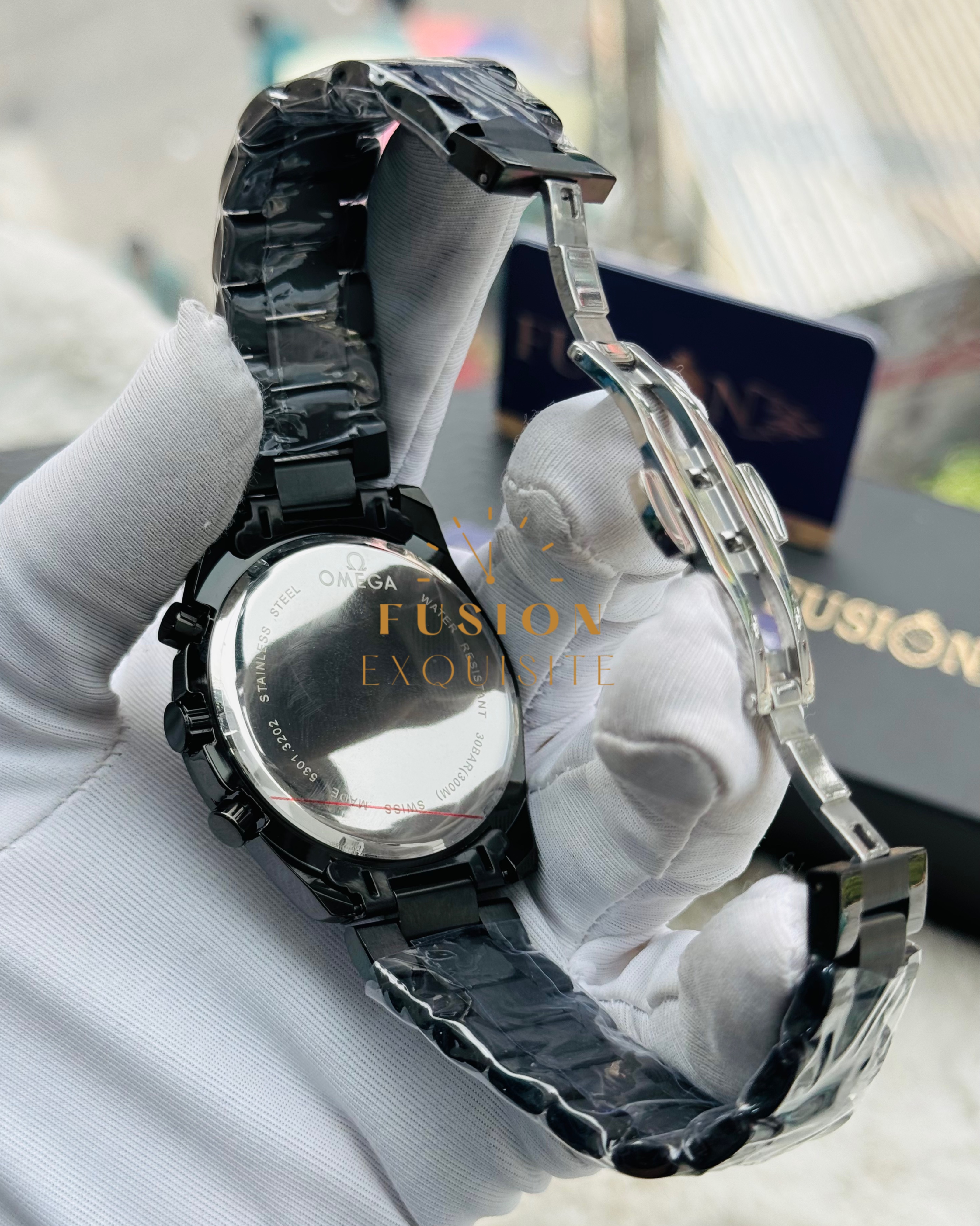 Omega Chronograph Black Dial Quartz Watch (AA Grade)_img_2