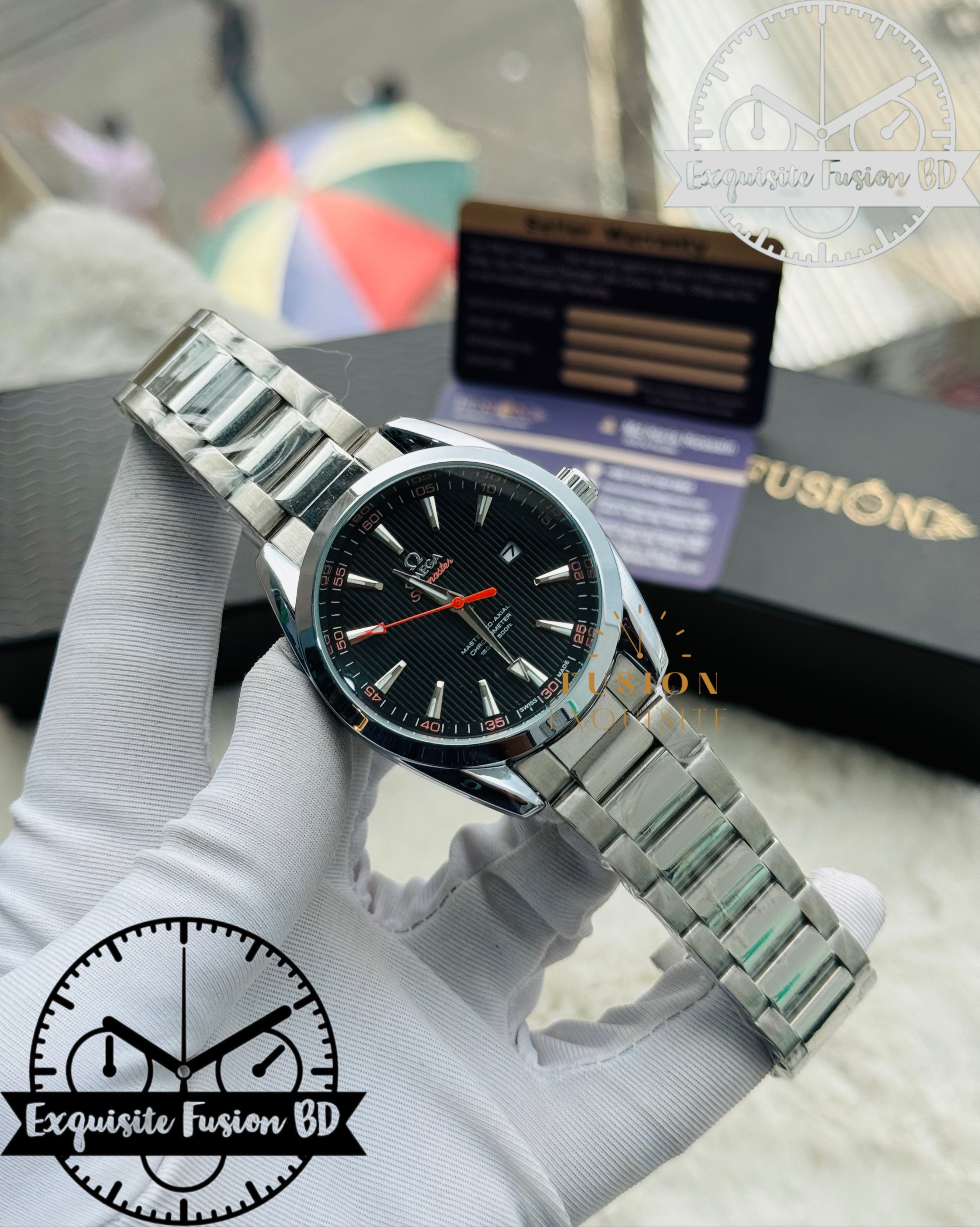 Omega Formal Black Orange Dial Swift Movement Watch (AA Grade)_img_0