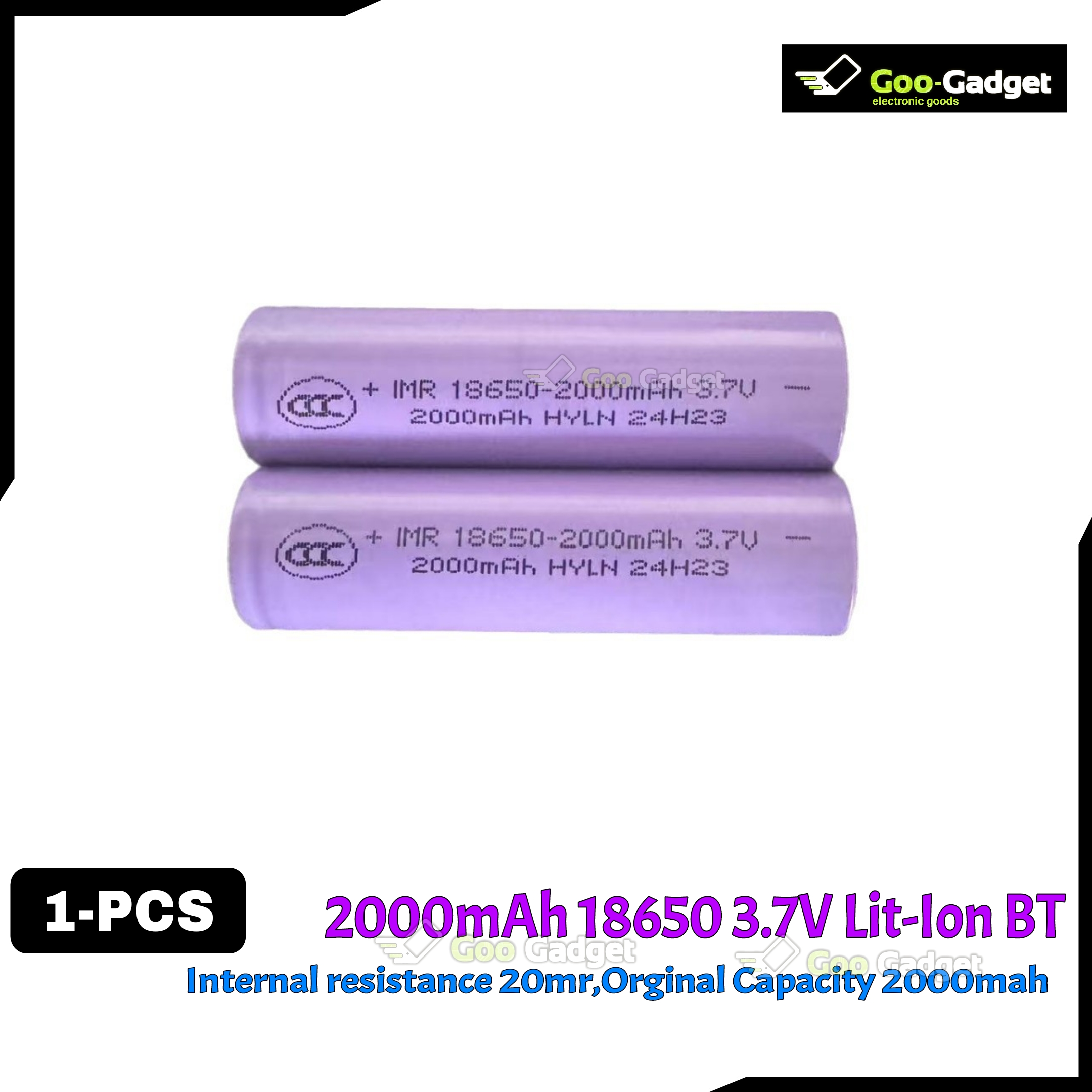 IMR 18650 2000mAh 3.7V Li-ion Rechargeable Battery
