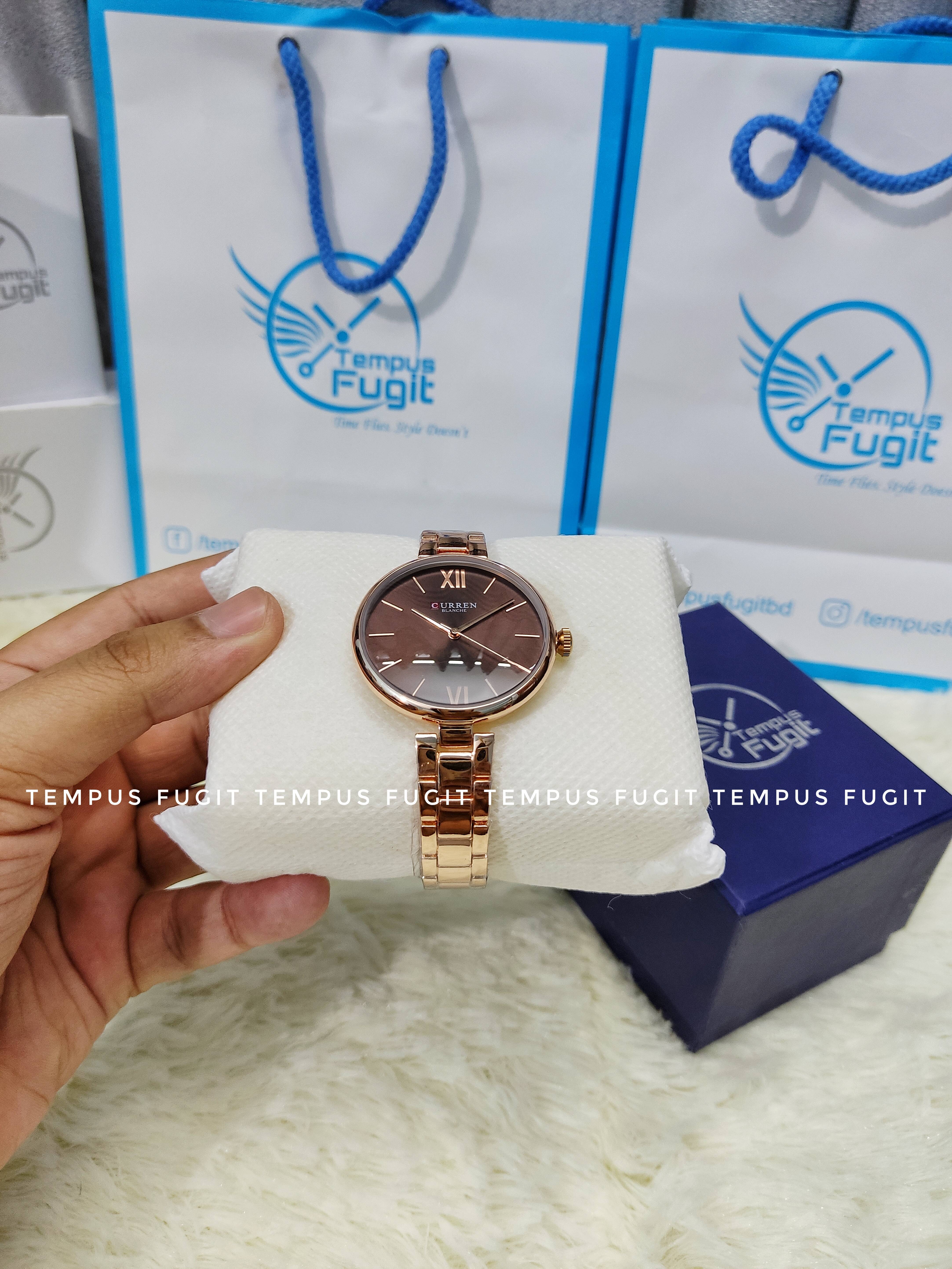 Curren 9017 Ladies Chain Watch- Coffe Dial- Rose Golden Bezel- Rose Golden Chain- TF Code CR451CF_img_4