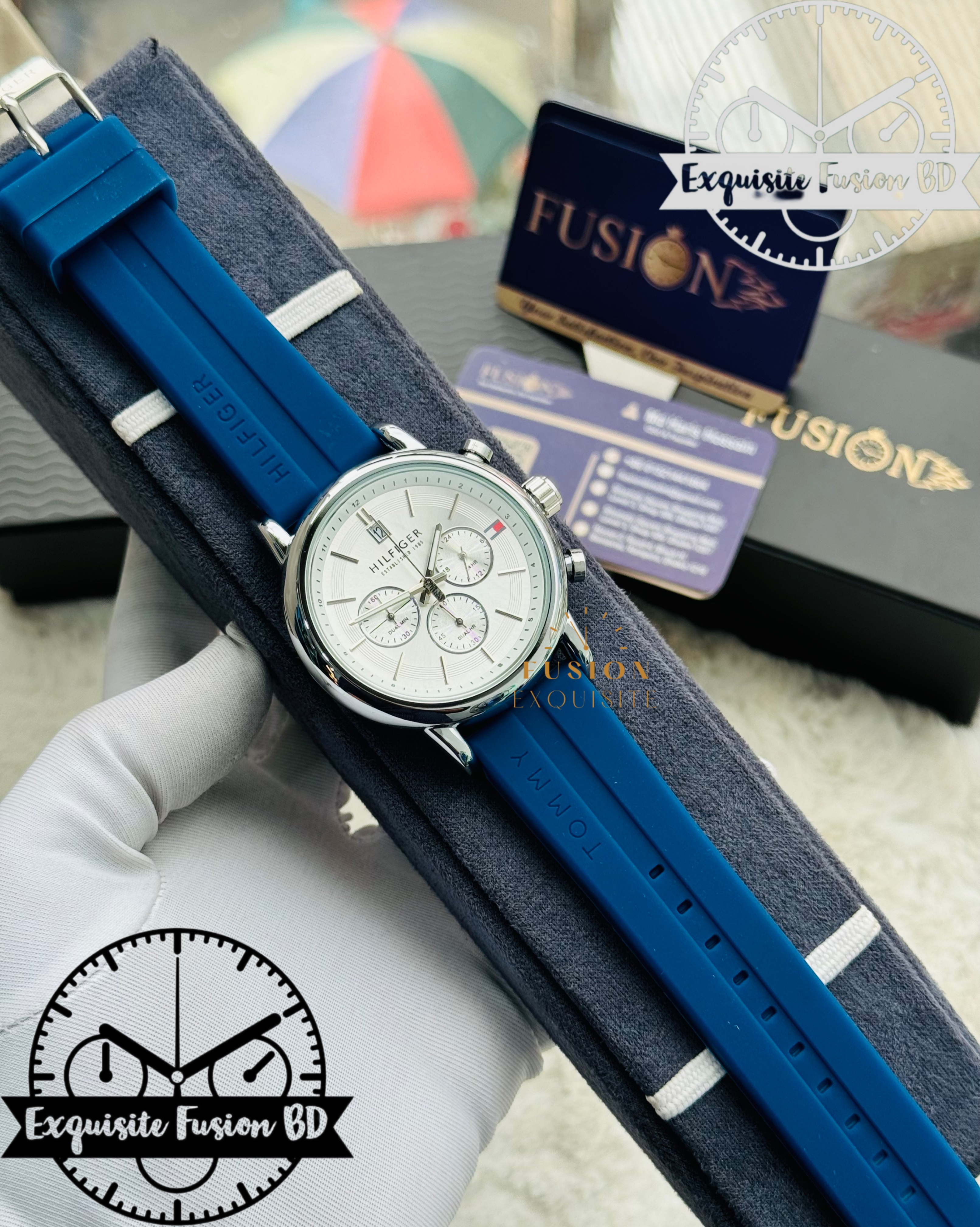 Tommy Hilfiger Blue White Dial Chronograph Watch (AA Grade)_img_0