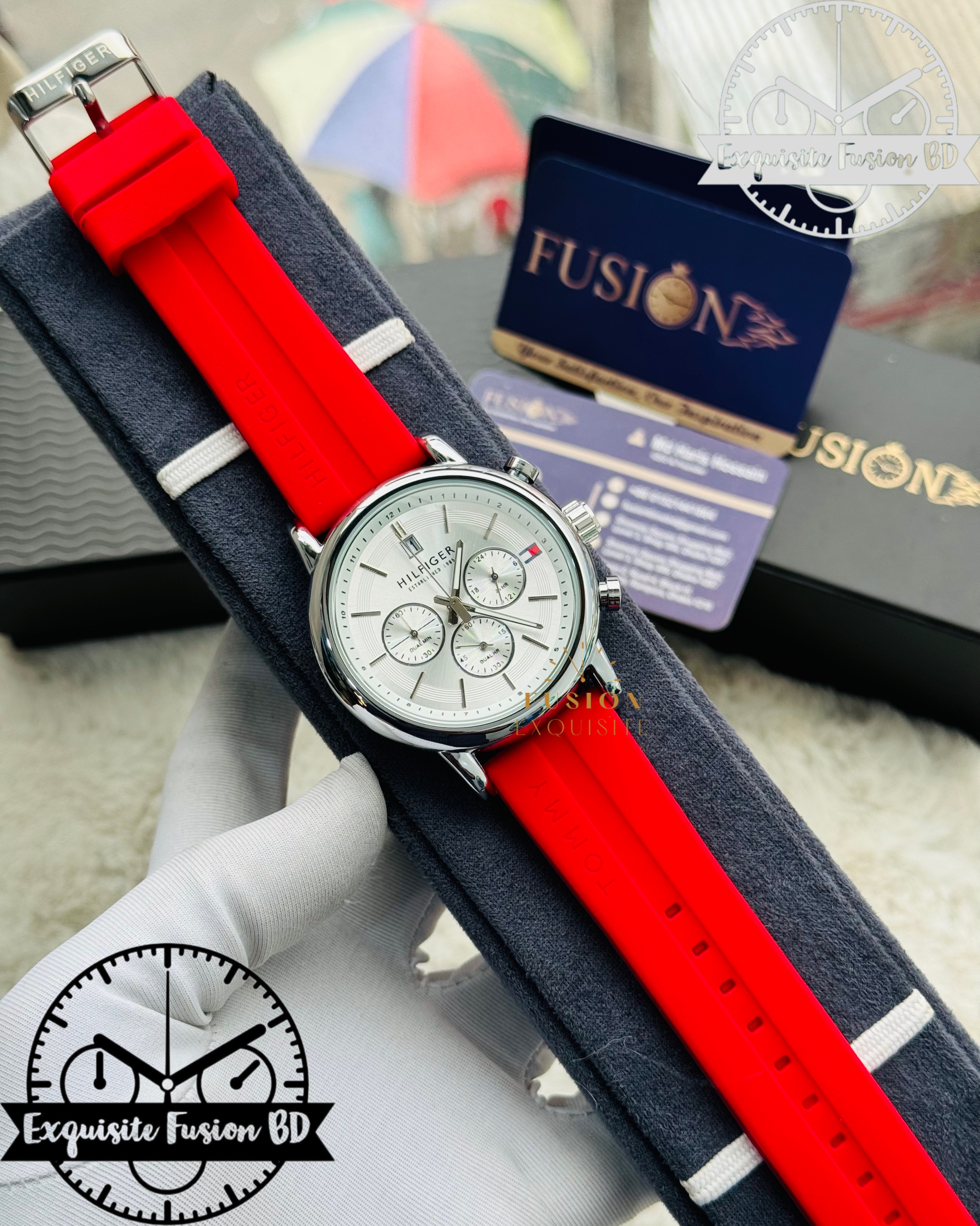 Tommy Hilfiger Red White Dial Chronograph Watch (AA Grade)_img_0