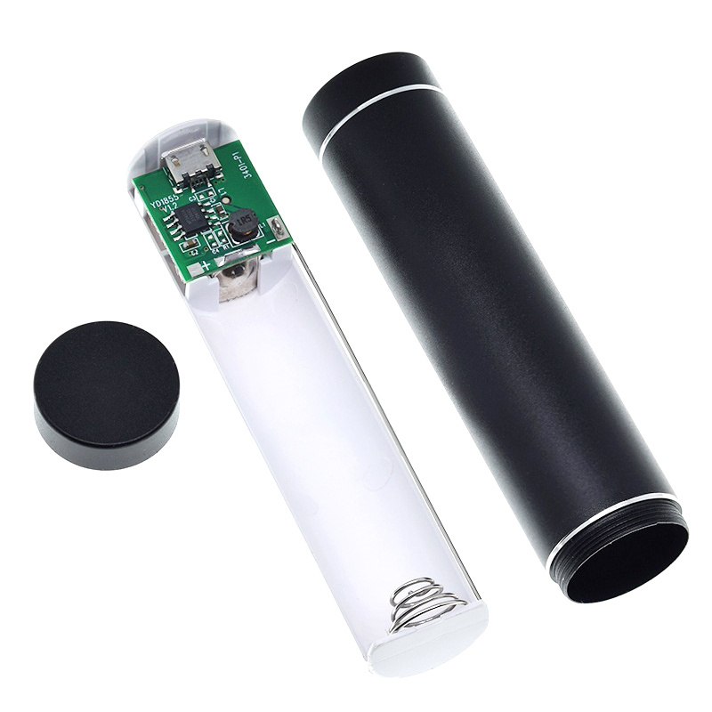 Mini DIY Power Bank Kit – Stainless Steel 1× 18650 Battery Holder, Detachable Case & USB Charger