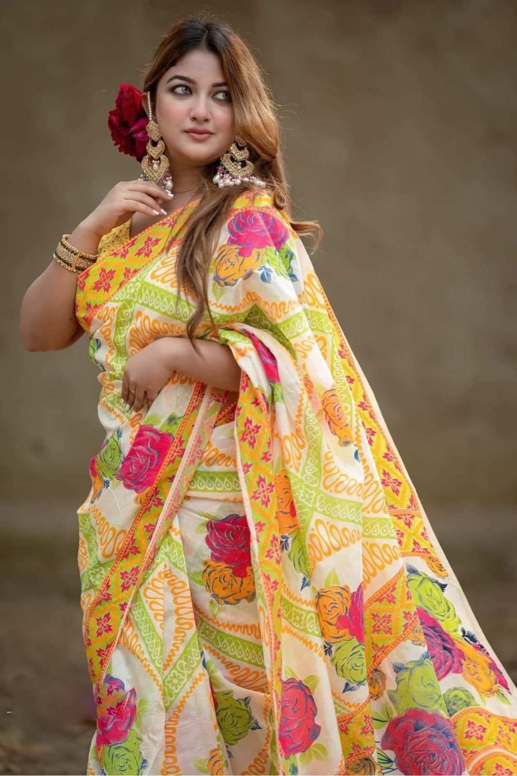 Half Silk Screen Print Saree_img_0