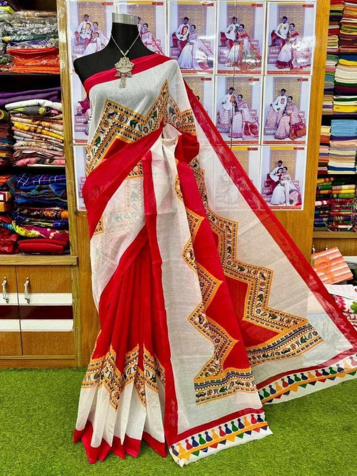Half Silk Screen Print Saree_img_0