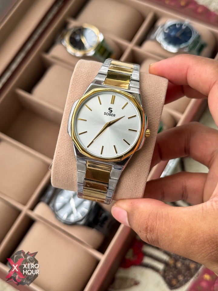 Sober Hexagon (7666 series)| 6.6mm | Dual Tone White Dial