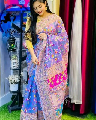 Half Silk Screen Print Saree_img_0