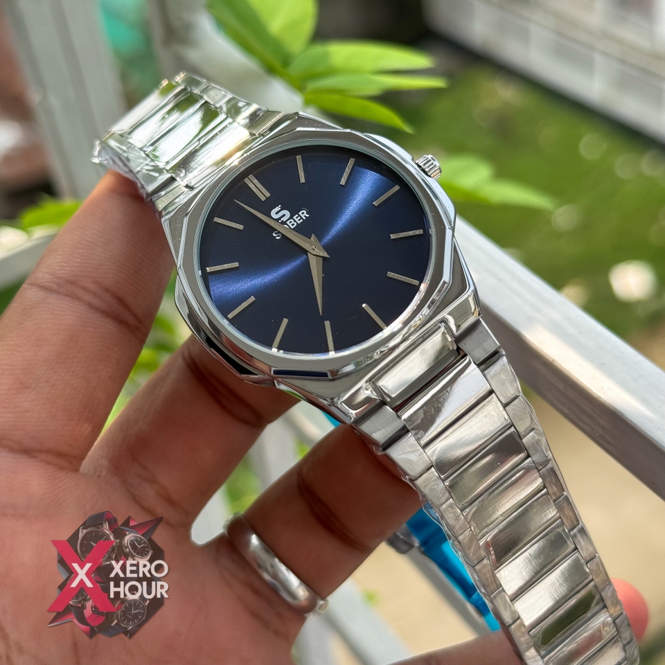 Sober Hexagon (7666 series)|6.6mm slim | Silver Body Blue Dial