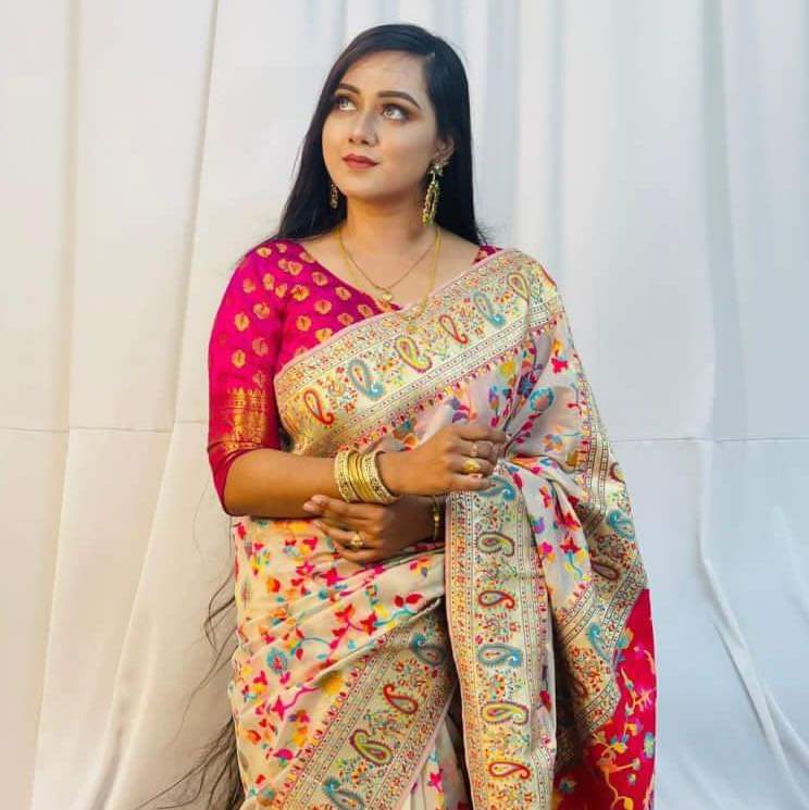 Half Silk Screen Print Saree_img_0