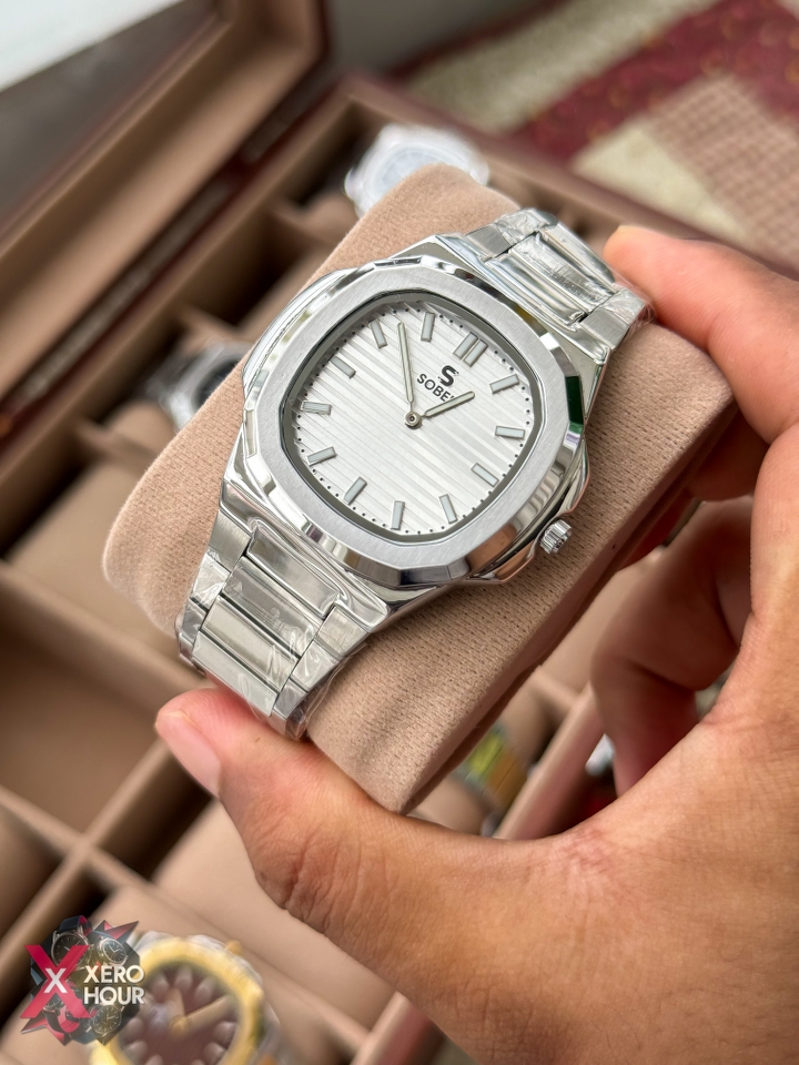 Sober patek Shape (2668 Model) |  6.6mm Slim | Silver with white dial