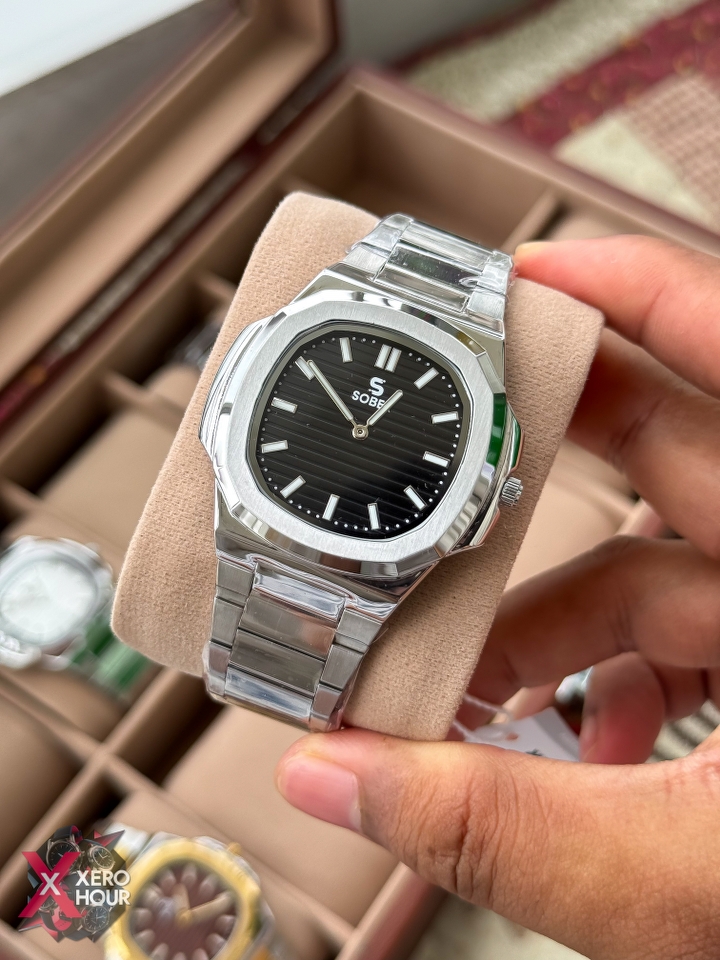 Sober patek Shape (2668 Model) | 6.6mm Slim | Silver with BLACK dial