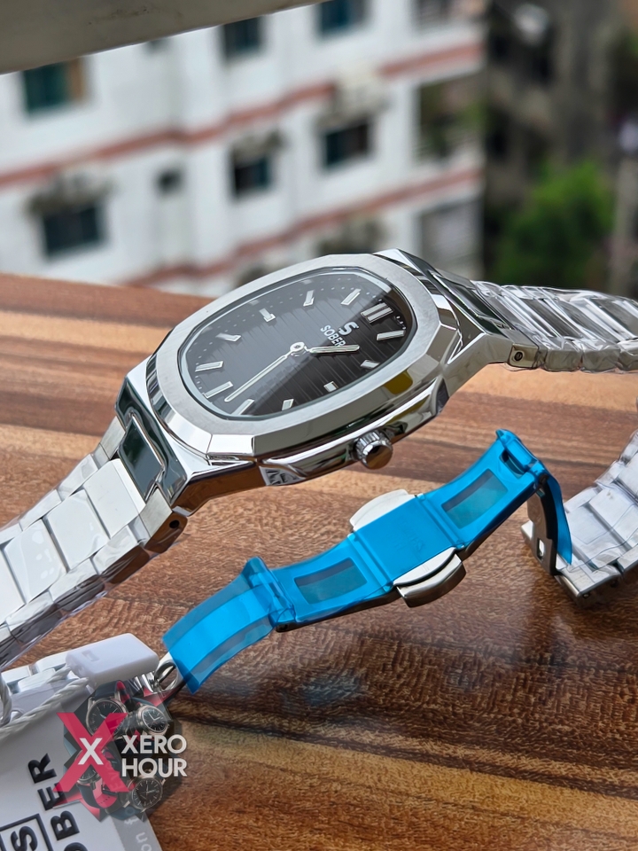 Sober patek Shape (2668 Model) | 6.6mm Slim | Silver with BLACK dial_img_2