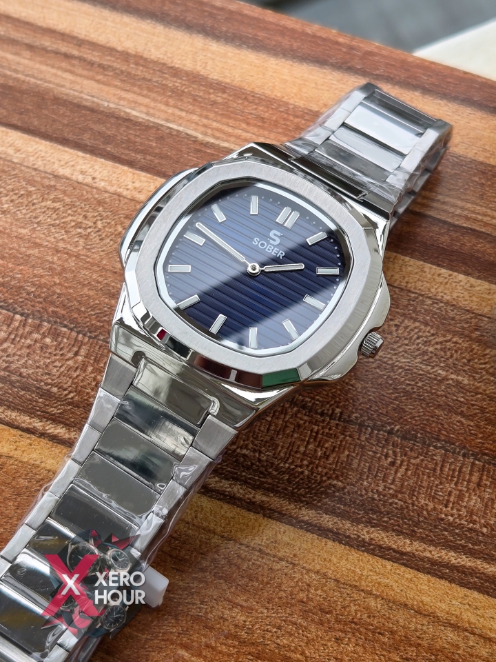 Sober patek Shape (2668 Model) | 6.6mm Slim | Silver with BLACK dial_img_3