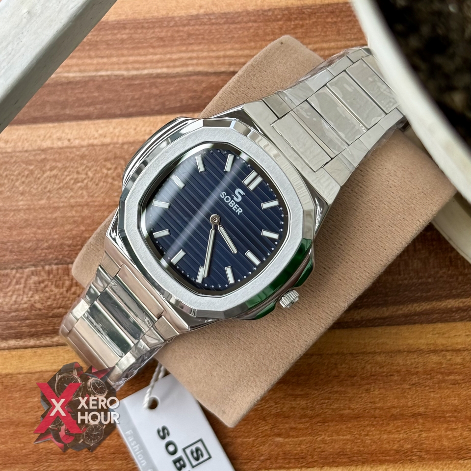 Sober patek Shape (2668 Model) | 6.6mm Slim | Silver with BLACK dial_img_4