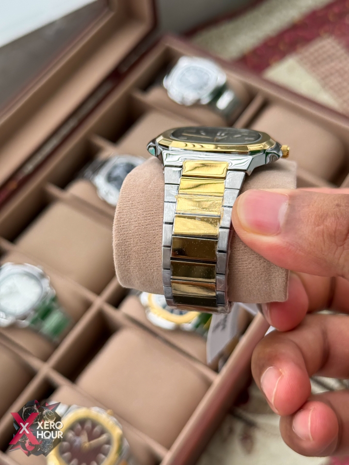 Sober patek Shape (2668 Model) | 6.6mm Slim | Dual Tone with Olive Dial_img_3