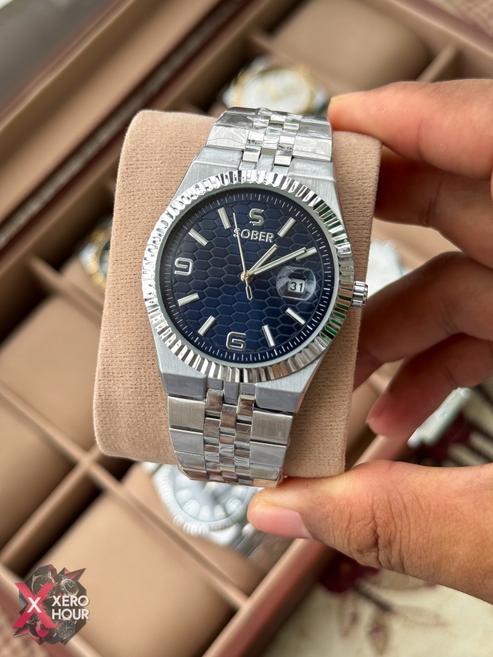 Sober Land Dweller Shape (A15 Model) |  8.7mm Slim | Silver with Blue Dial_img_1