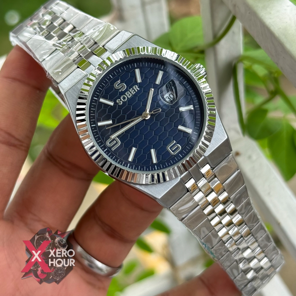 Sober Land Dweller Shape (A15 Model) |  8.7mm Slim | Silver with Blue Dial_img_9