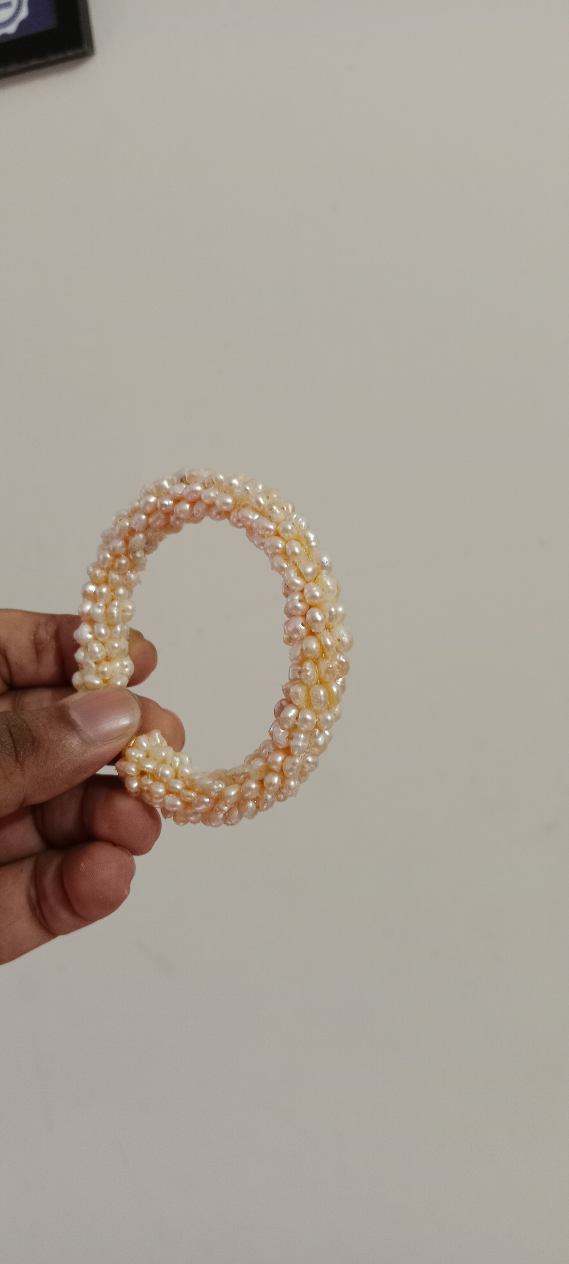 Premium Quality 0 Size Pink Pearl Adjustable Bangle Cum Bracelet, 1PCS_img_6